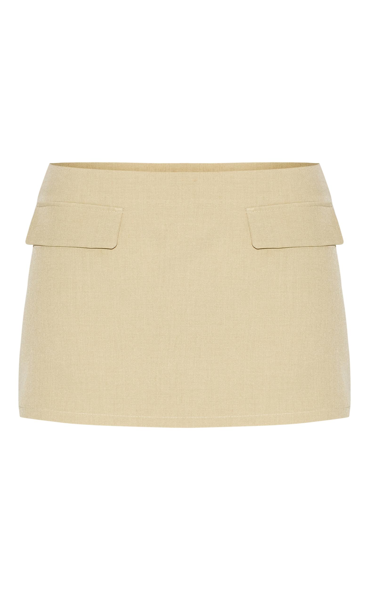 Sage Green Pocket Detail Structured Tailored Woven Mini Skirt Product Image
