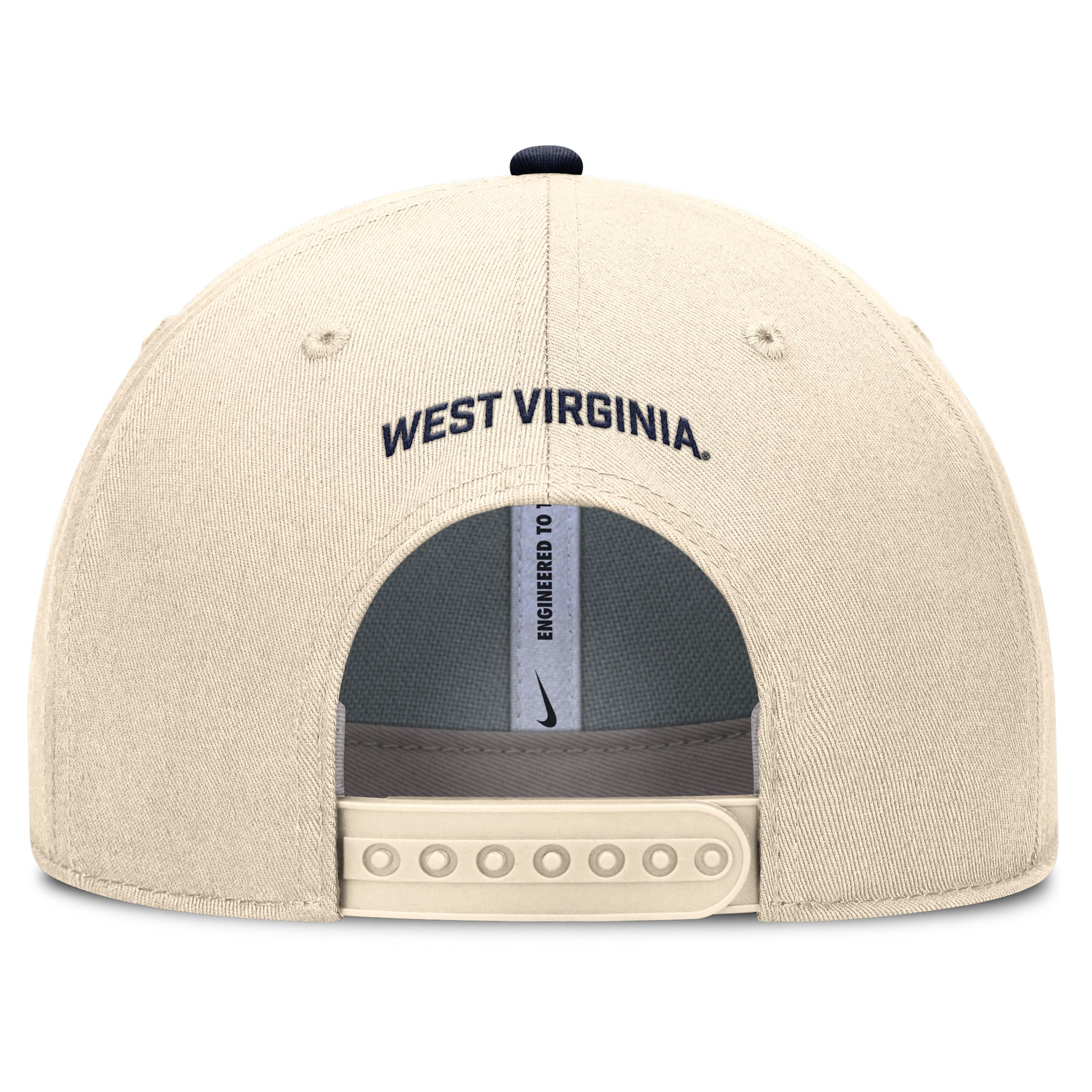 West Virginia Primetime Rise Nike Mens Dri-FIT College Trucker Adjustable Hat | NC940C38WVN-A82 Product Image