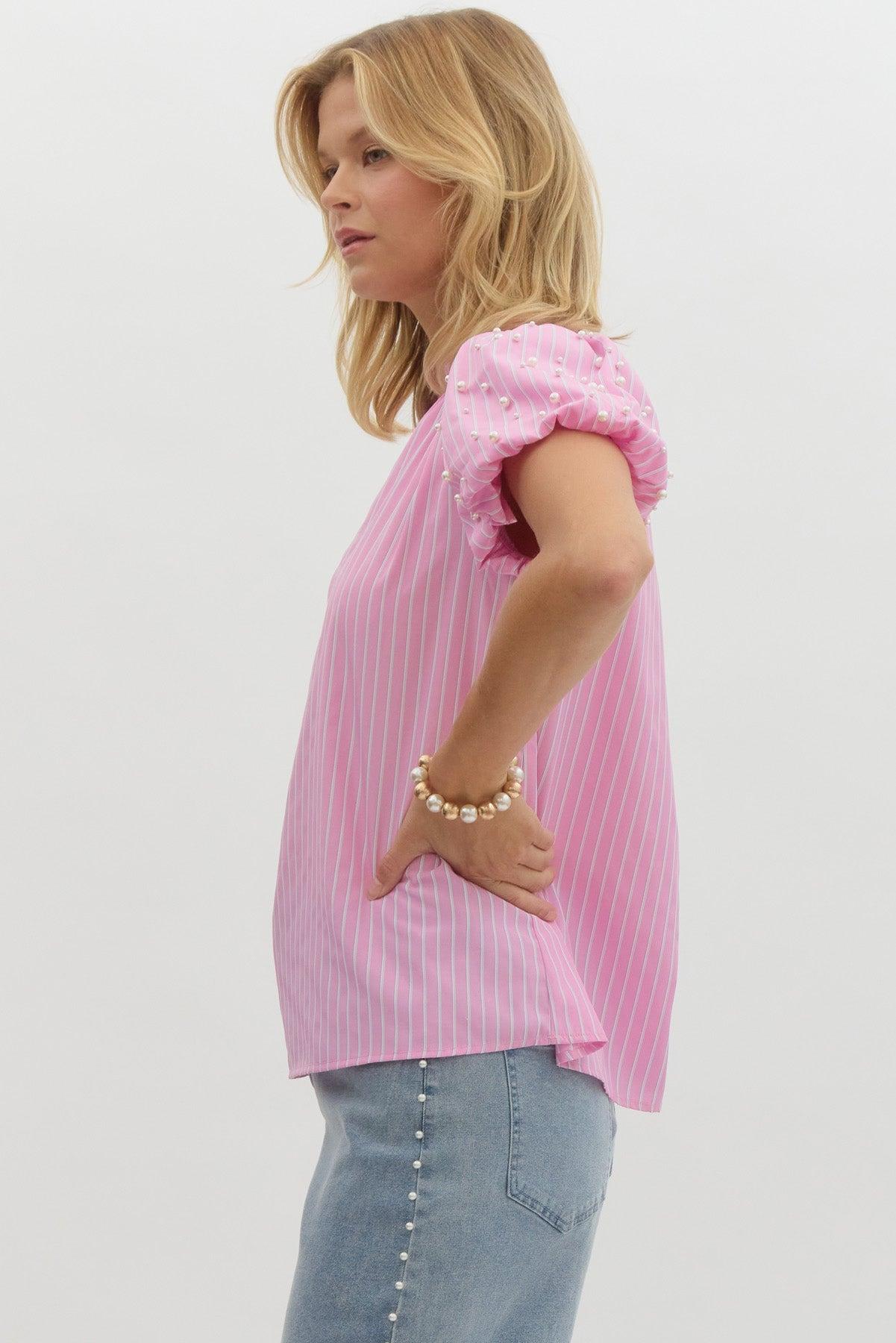 Pearl Stripe Charm Blouse Product Image
