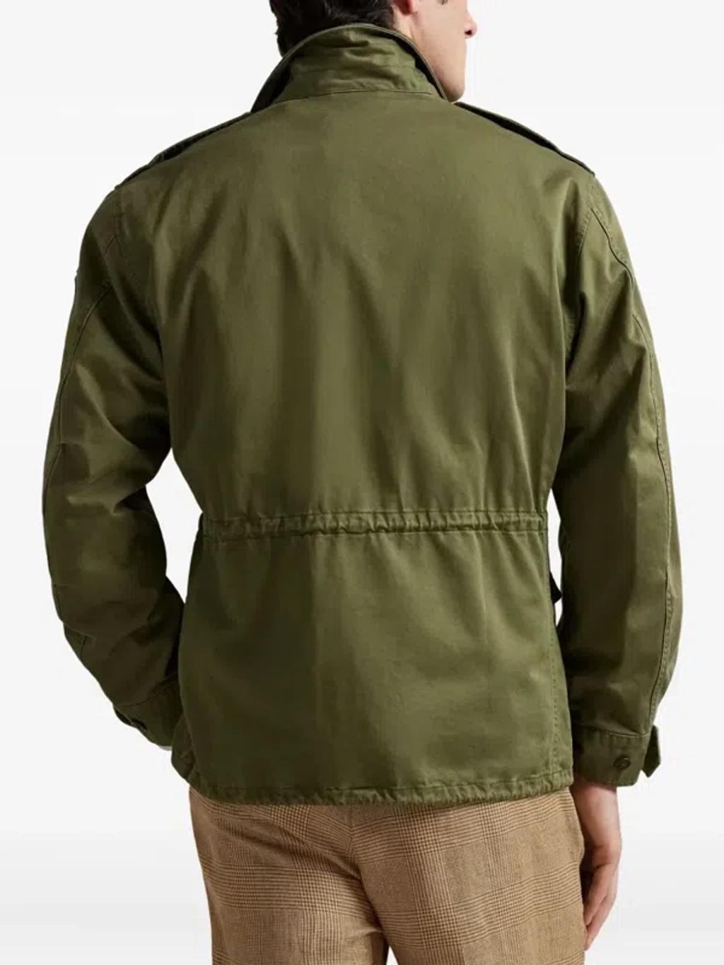 POLO RALPH LAUREN Cotton Denim Jacket With Front Logo Patch In Green Product Image
