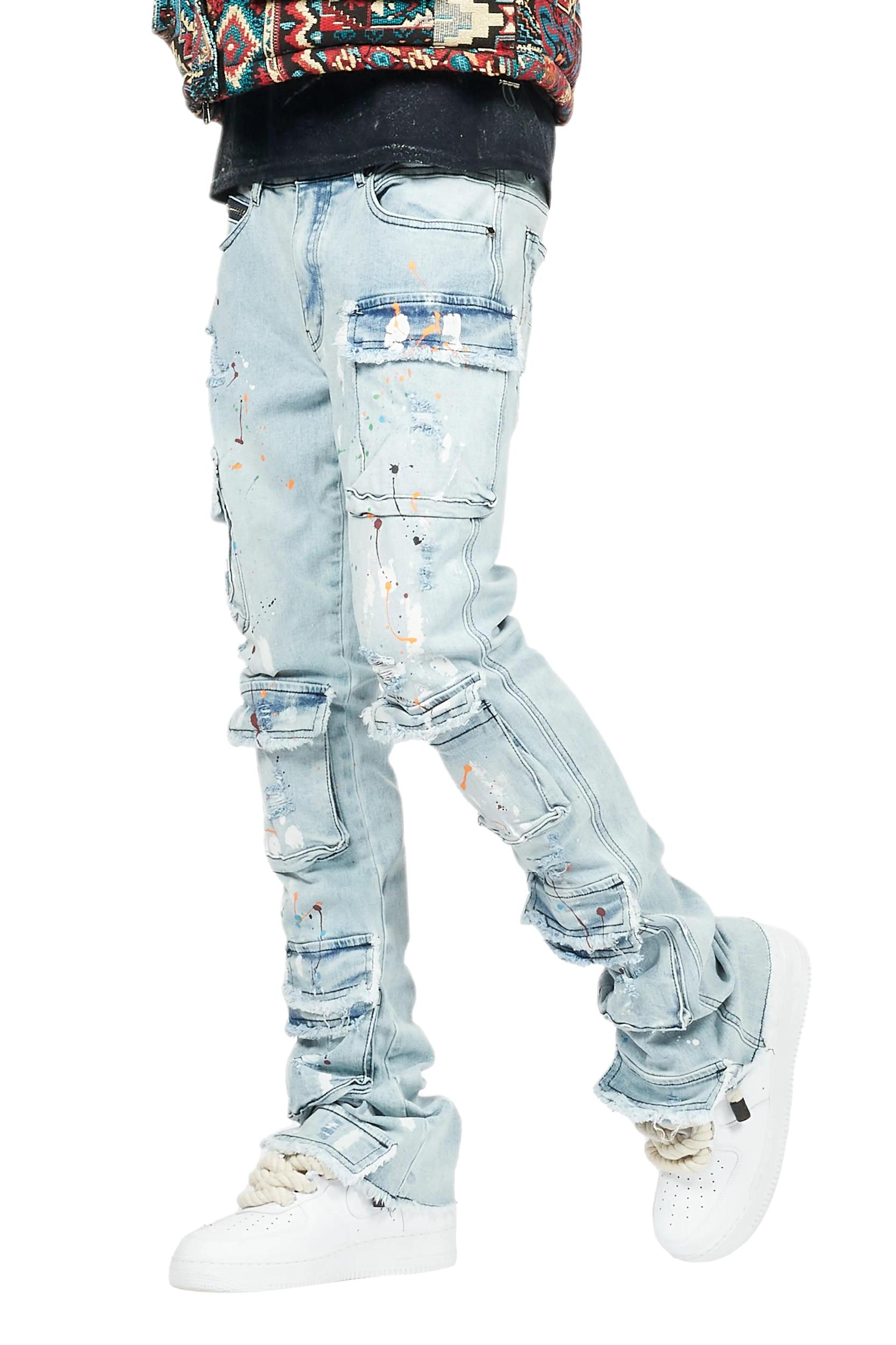 Orien Blue Painter Stacked Flare Jean Male Product Image