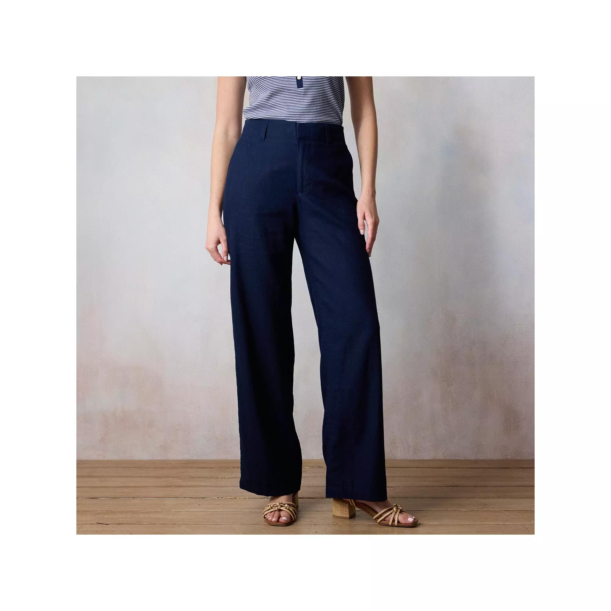 Women's LC Lauren Conrad Drapey Elastic Back Trouser Pants, Size: 4 T/Large, Blue Water Product Image