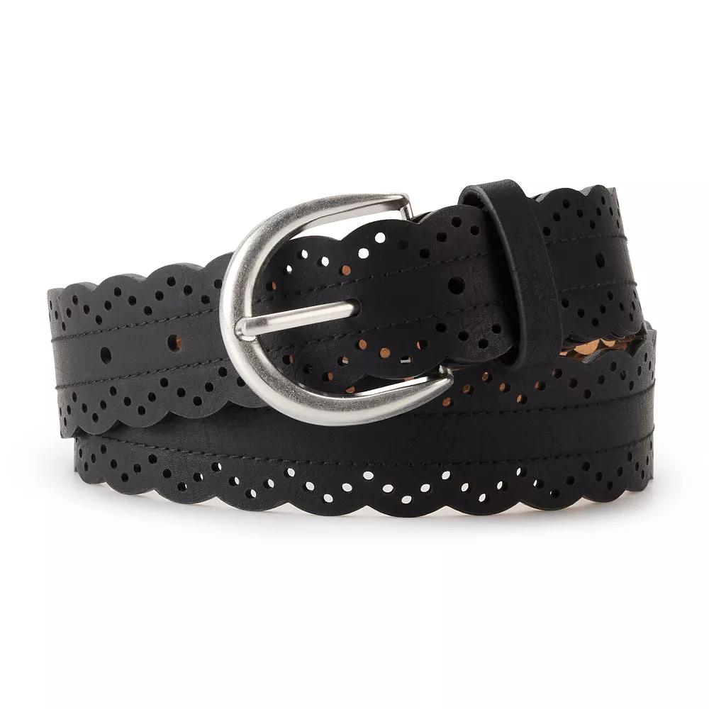 Women's Sonoma Goods For Life® Scalloped Edge Belt, Size: Large, Black Product Image