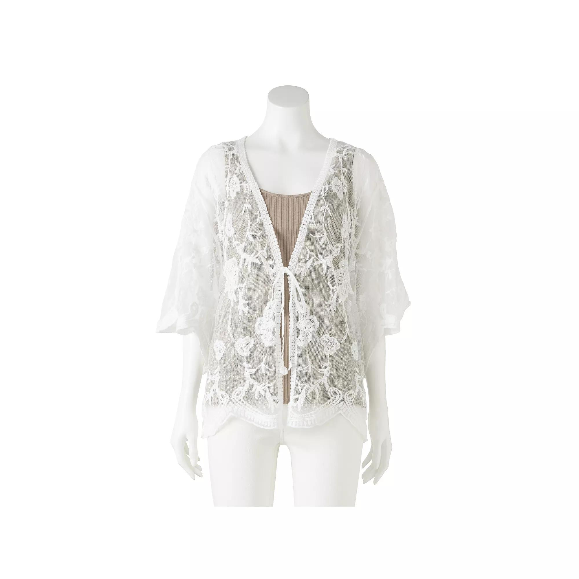 Women's LC Lauren Conrad Lace Tie-Front Cape, Ballerina Dance Product Image