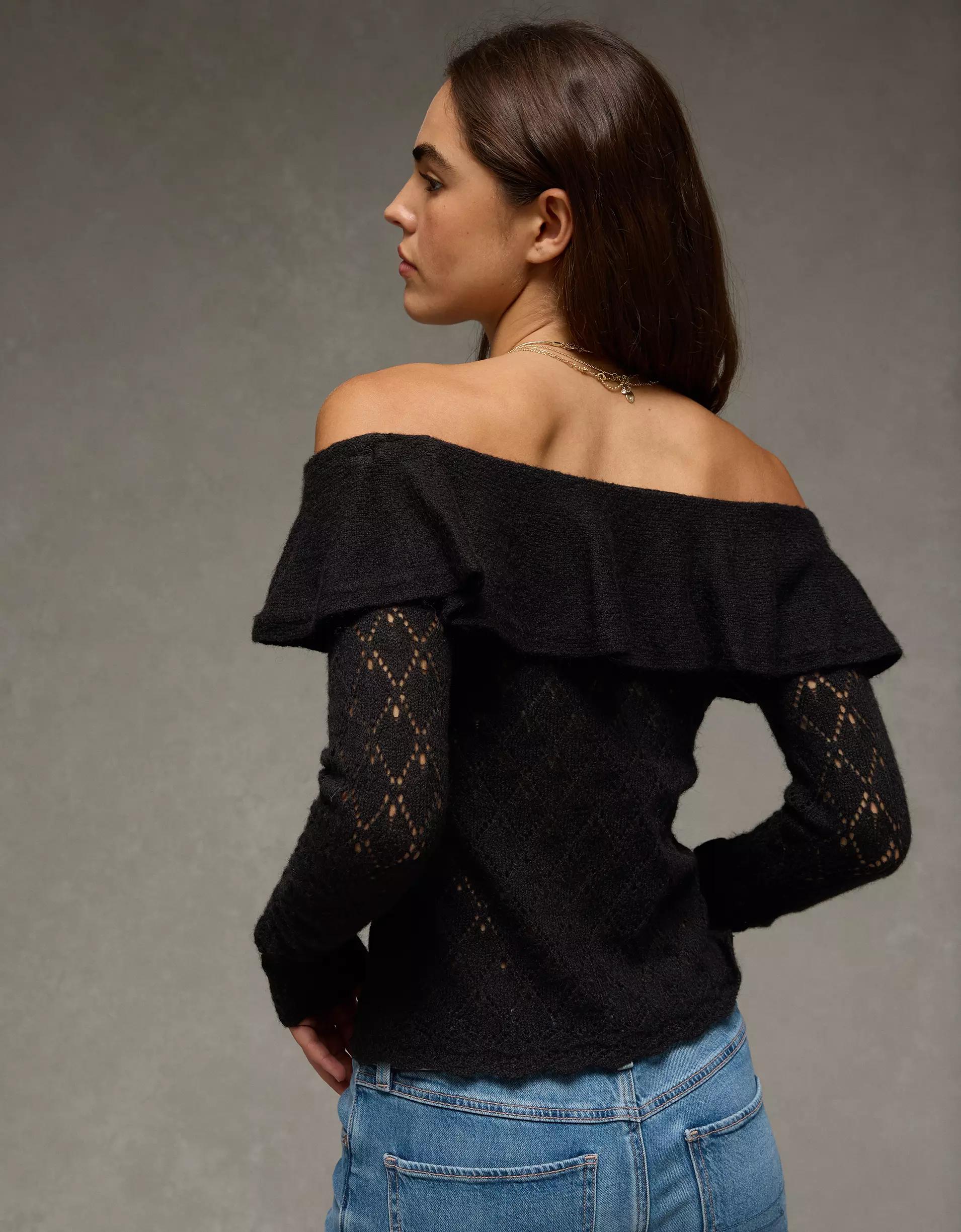 AE Ruffle Off-The-Shoulder Sweater  Product Image