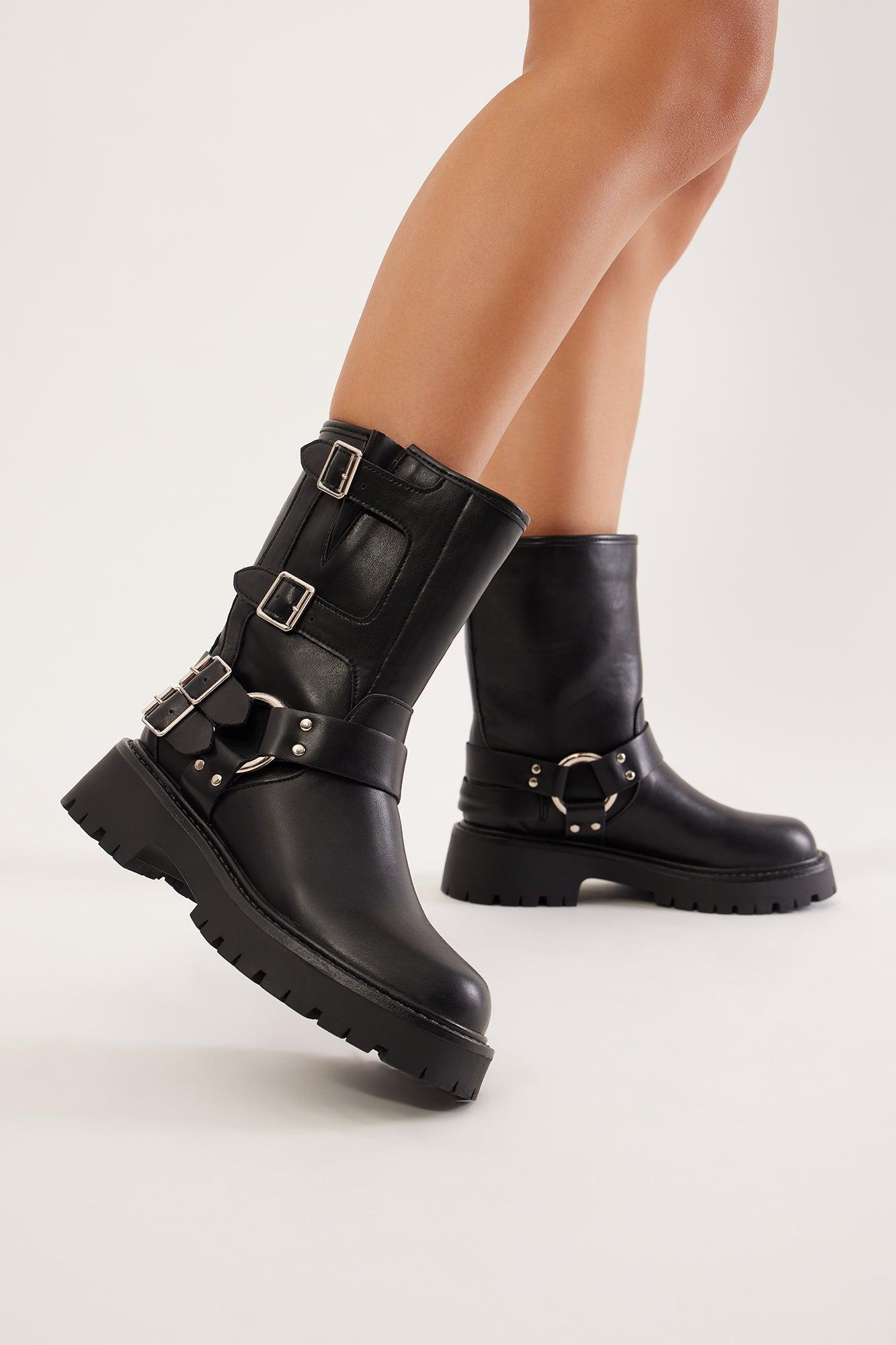 Motor Club Biker Boots - Black Product Image