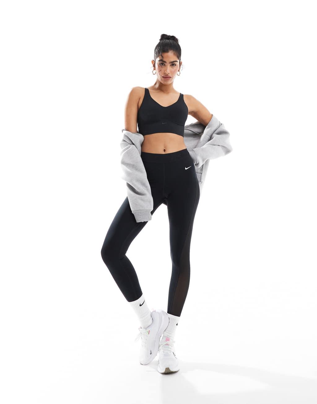 Nike Training Alate longline medium support sports bra in black Product Image