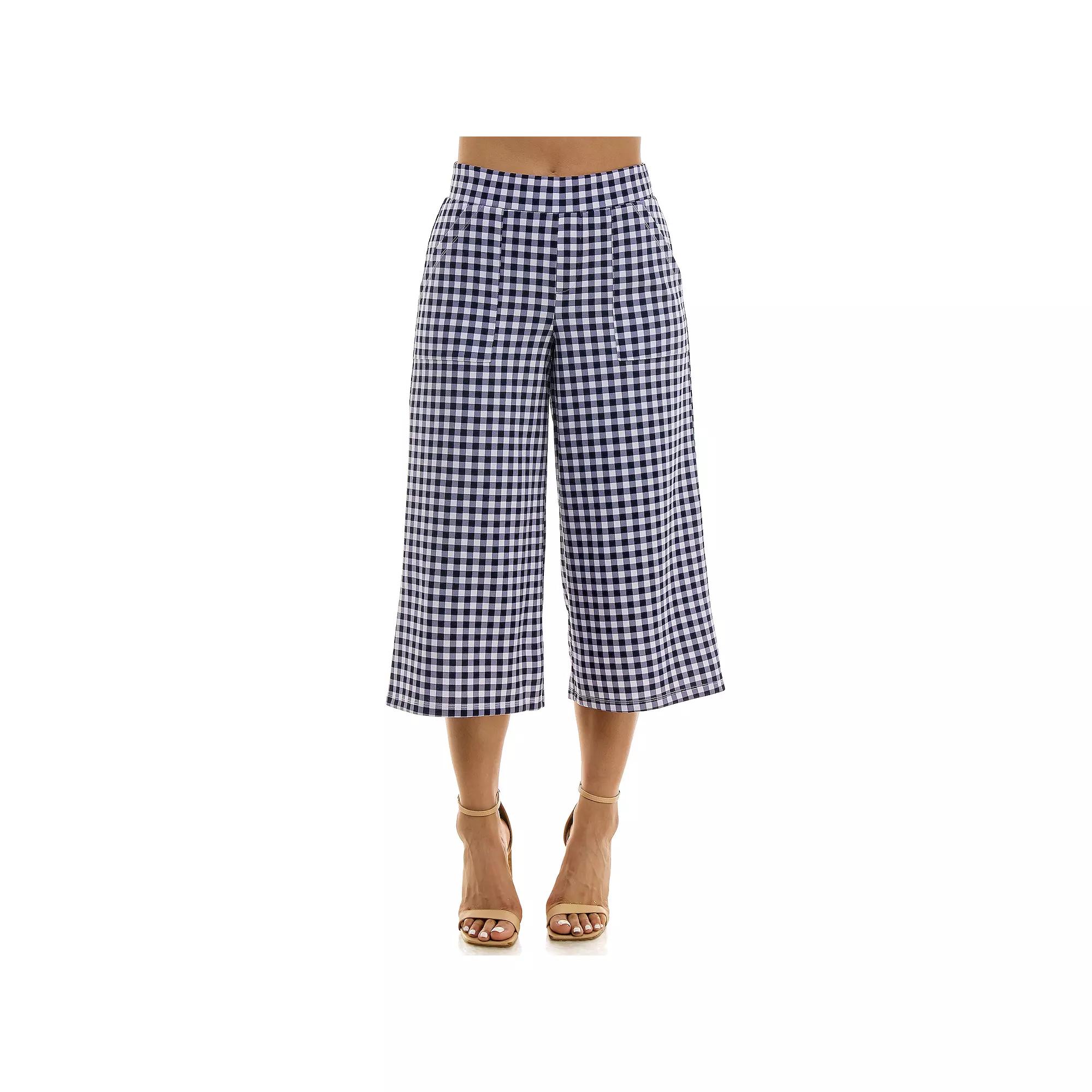 Women's Nina Leonard Gingham Coulotte Pants,  Product Image