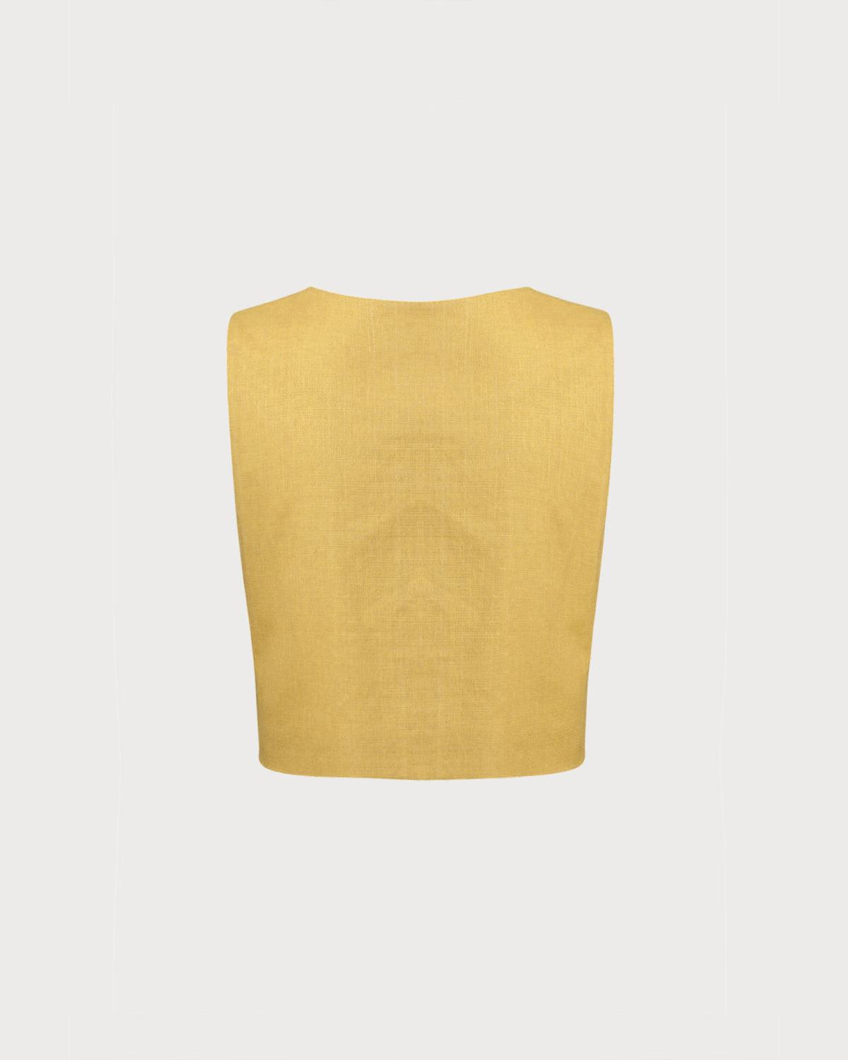 Yellow Round Neck Button Vest Product Image