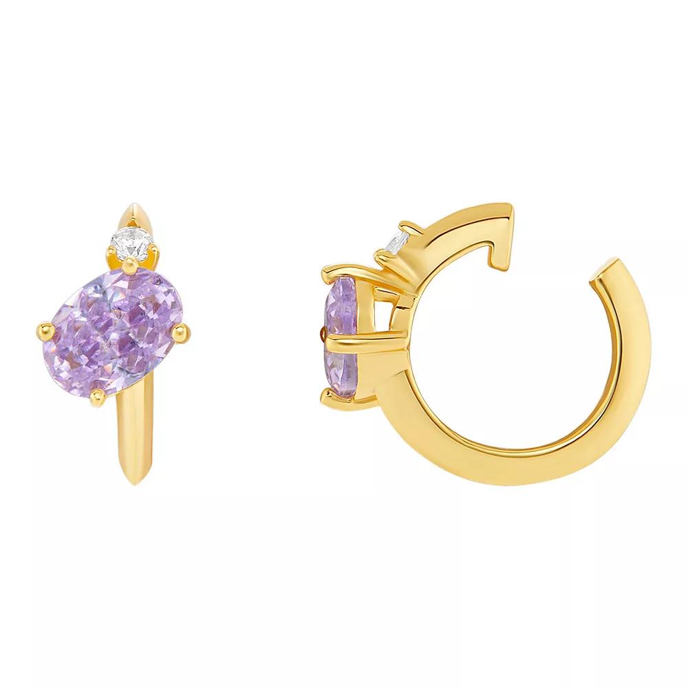 PRIMROSE Sterling Silver Cubic Zirconia Birthstone Ear Cuff, Women's, Gold Tone June Product Image