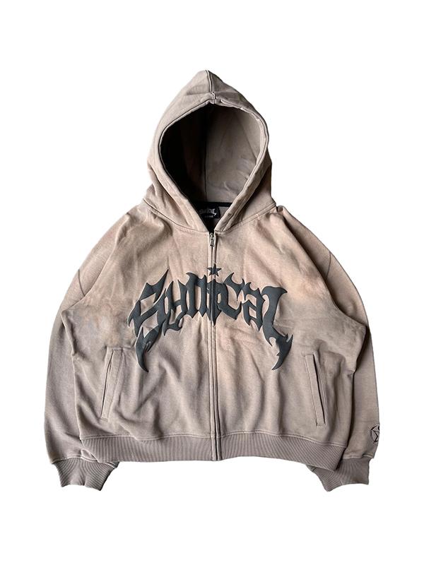 Men's Gothic Letter Print Oversized Hoodie Product Image