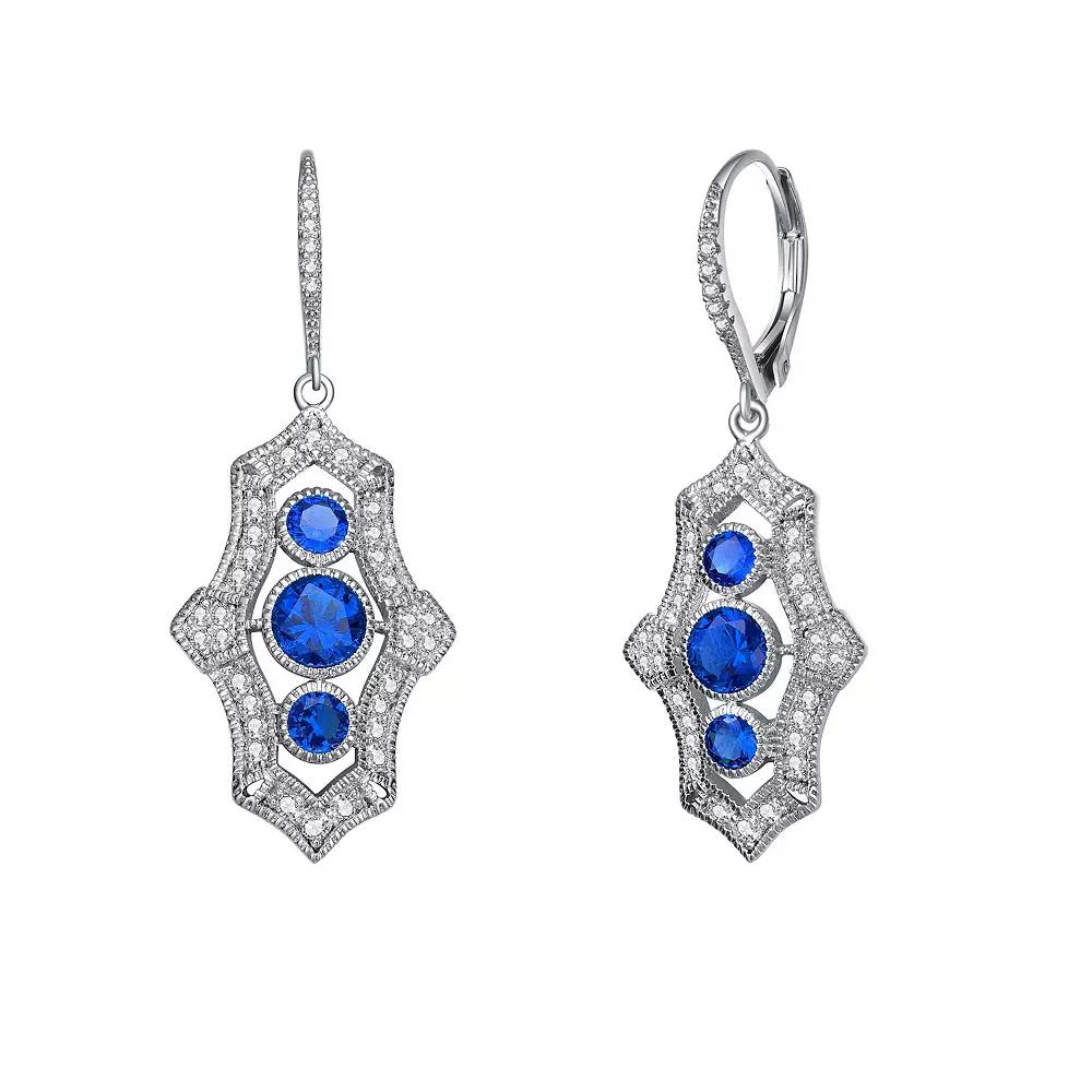 Sterling Silver Cubic Zirconia Leverback Drop Earrings, Women's Product Image