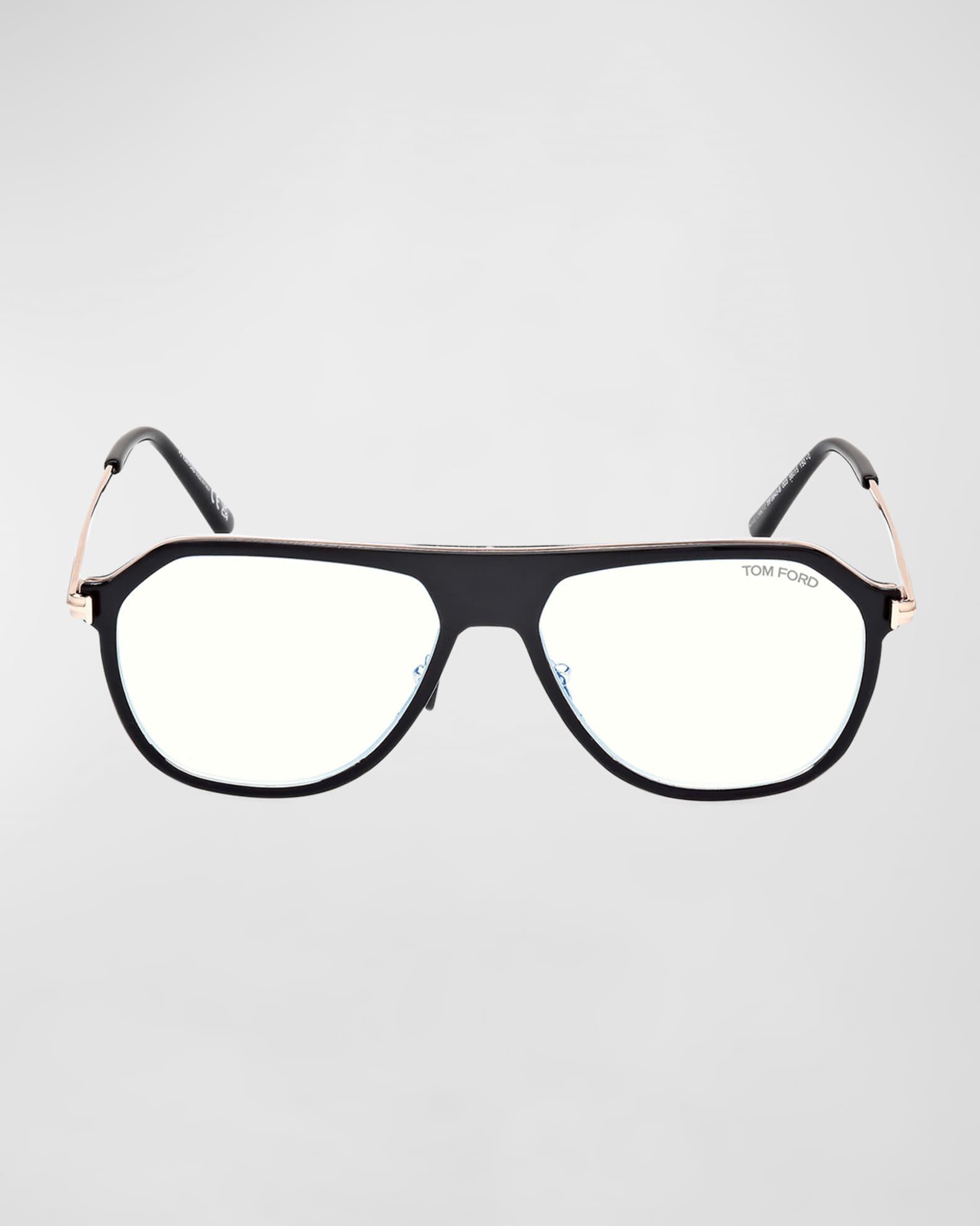Men's Acetate Round Blue Light-Blocking Glasses Product Image