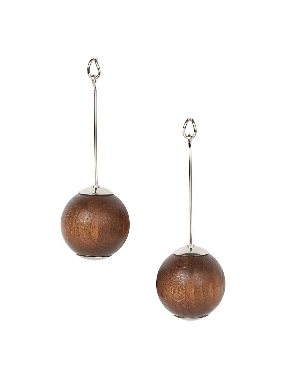 Mens Unisex Les Grandes Boucles Wood & Brass Drop Earrings Product Image