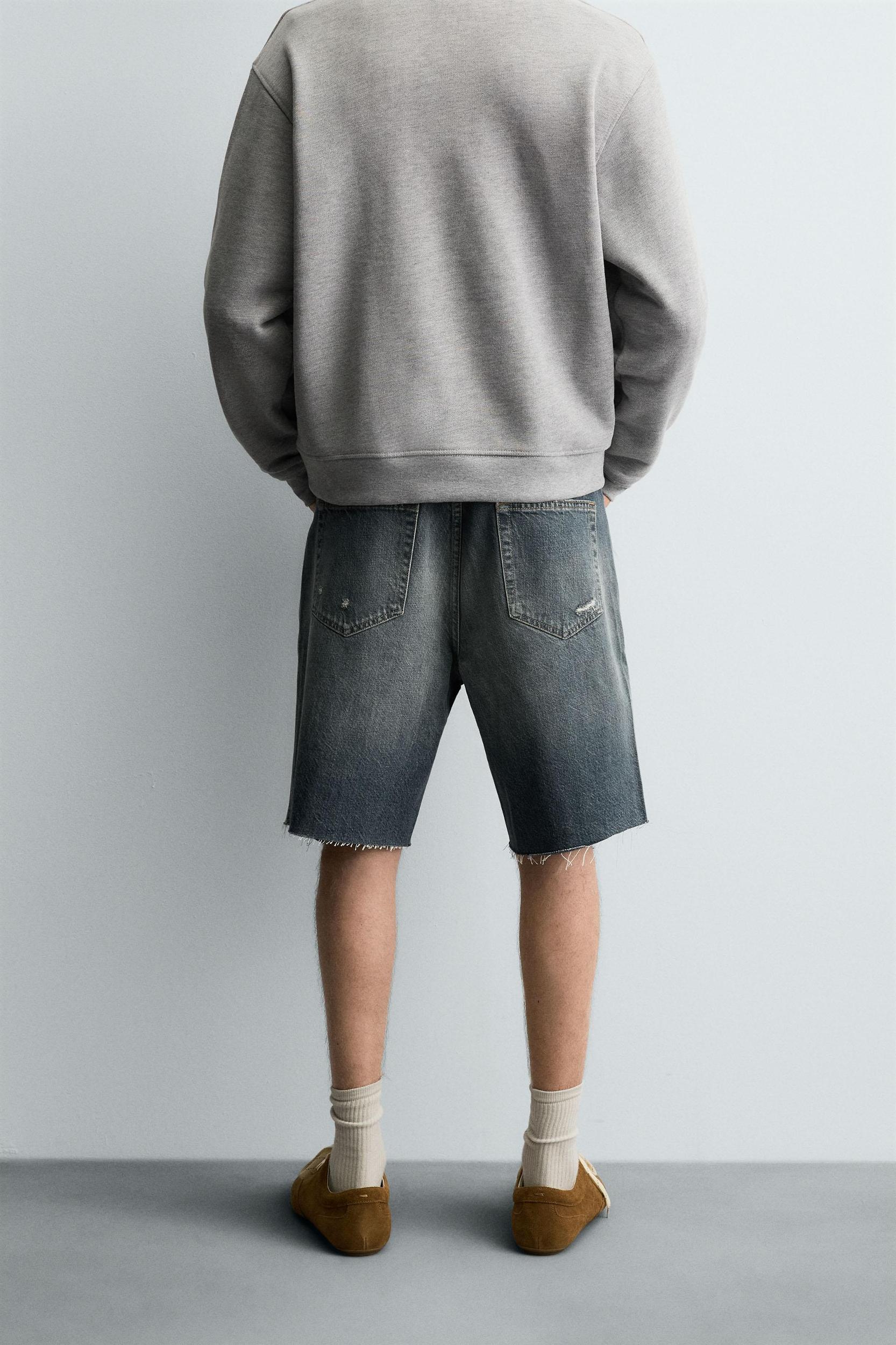 RIPPED DENIM BERMUDA SHORTS Product Image
