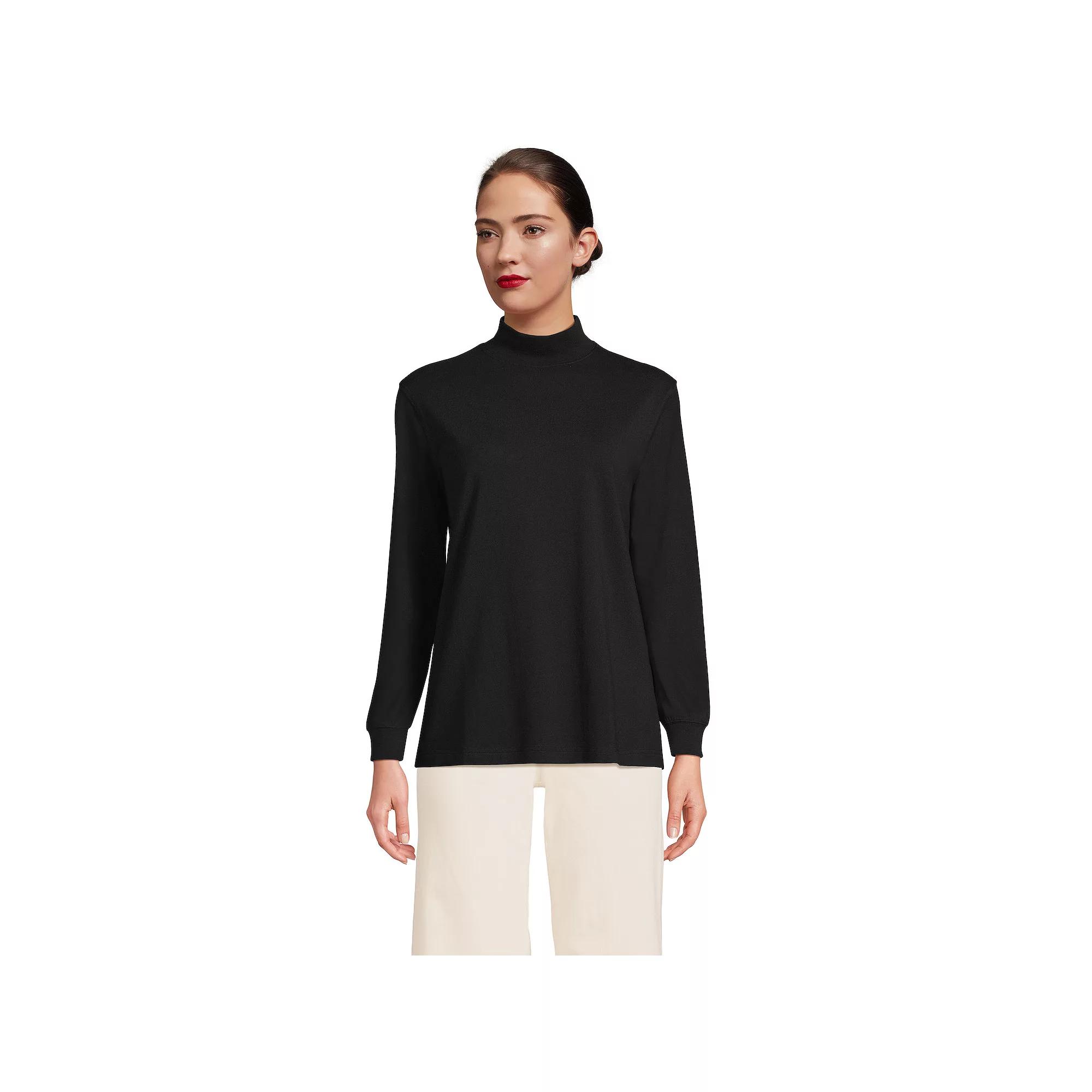 Women's Lands' End Long Sleeve Super T Mockneck Top,  Product Image