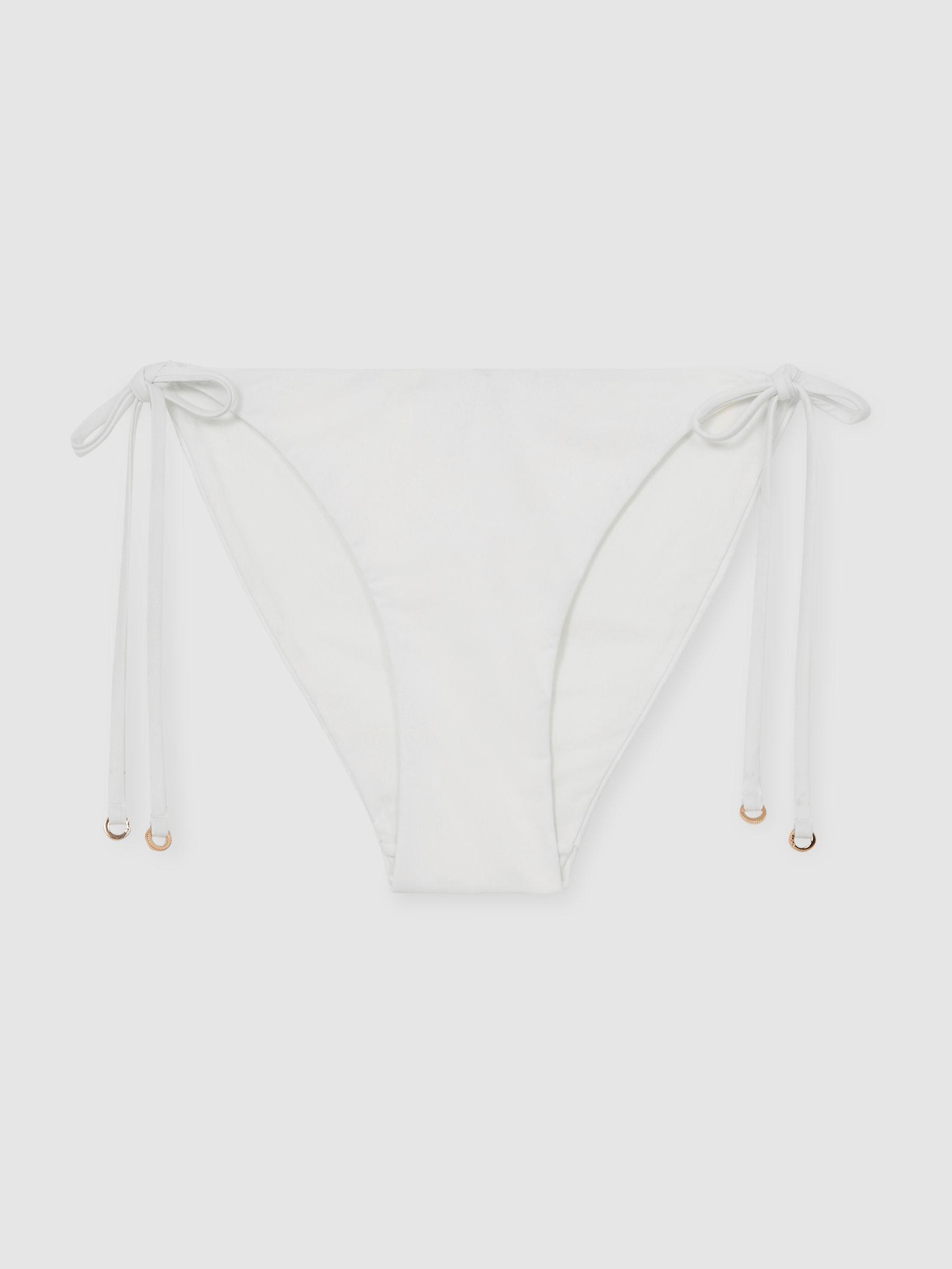 Side Tie Bikini Bottoms in White Product Image