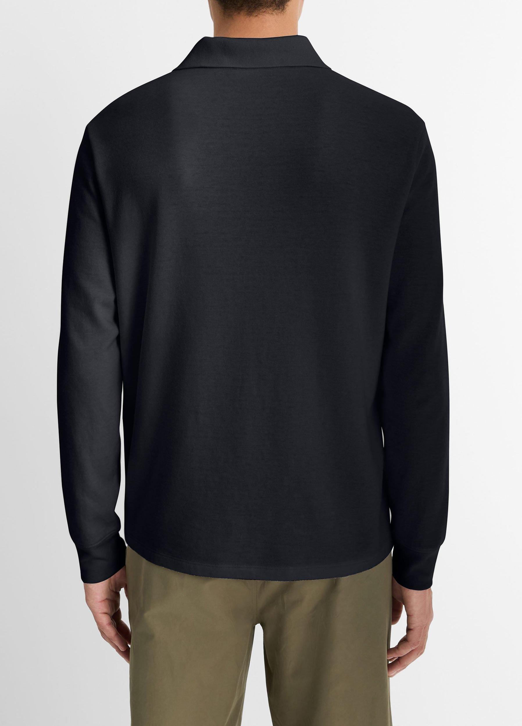 Double-Face Cotton-Blend Long-Sleeve Polo Shirt Product Image