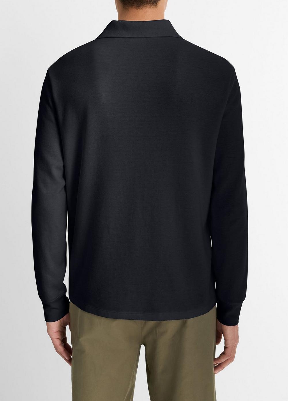 Double-Face Cotton-Blend Long-Sleeve Polo Shirt Product Image