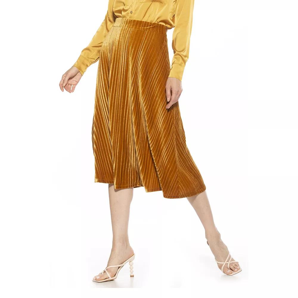 Women's ALEXIA ADMOR Alaina Pleated Velvet Midi Skirt,  Product Image