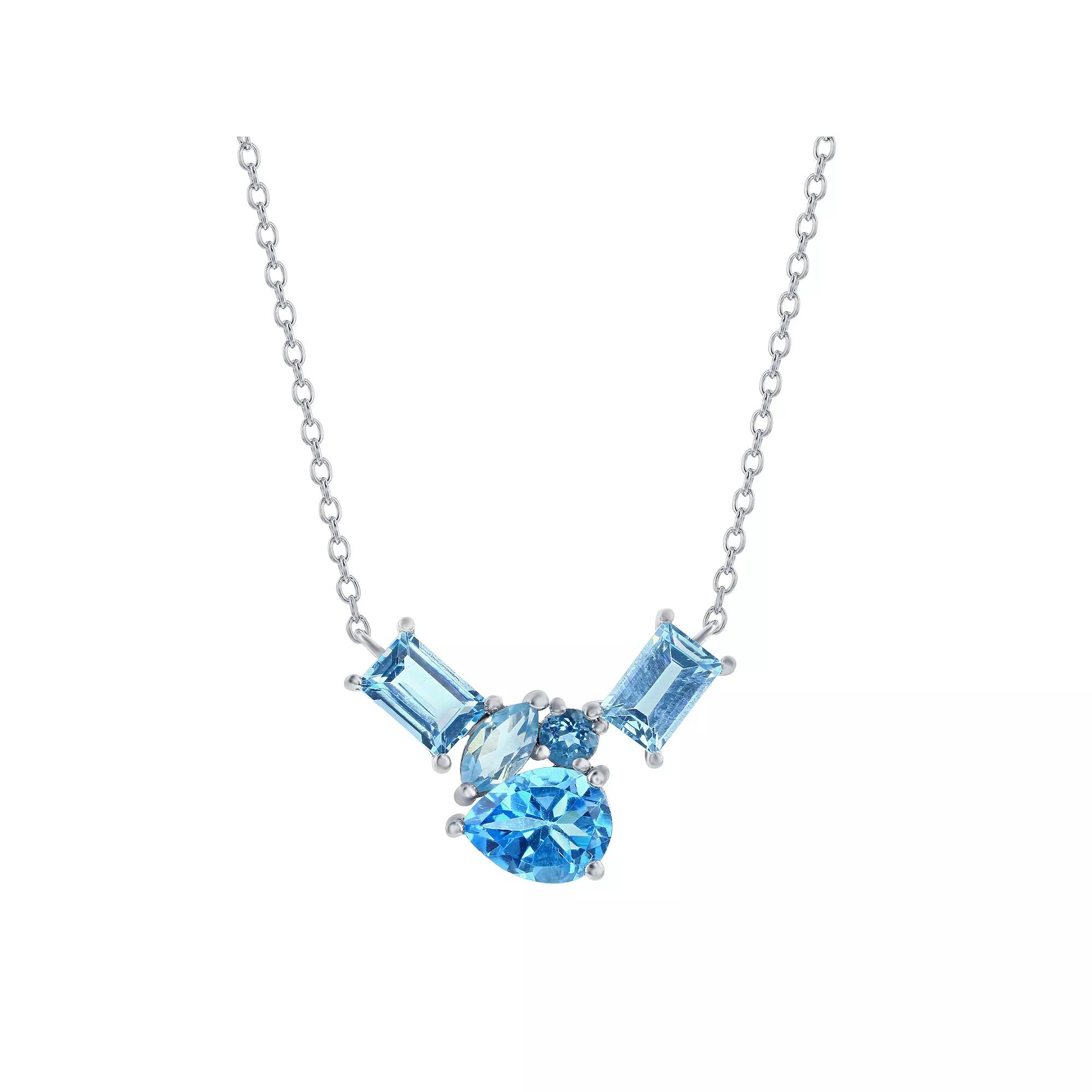 Argento Bella Sterling Silver Multi-Shaped Swiss Blue Topaz Necklace, Women's, Size: 16" Product Image