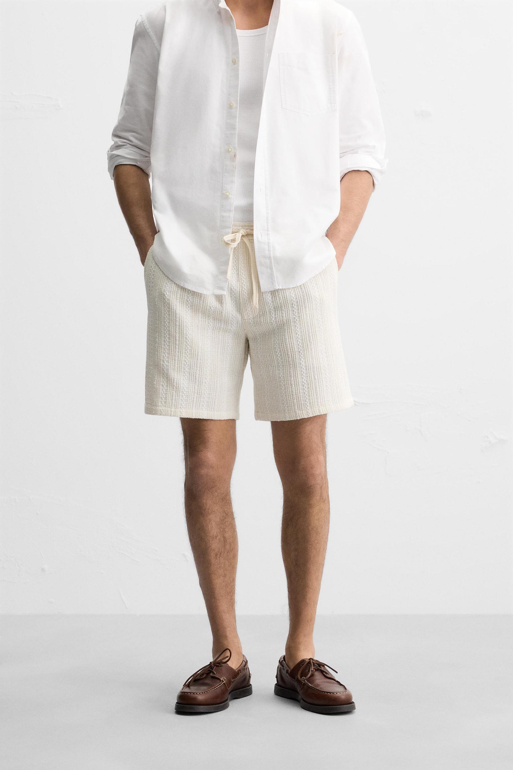 TEXTURED STRIPED SHORTS Product Image