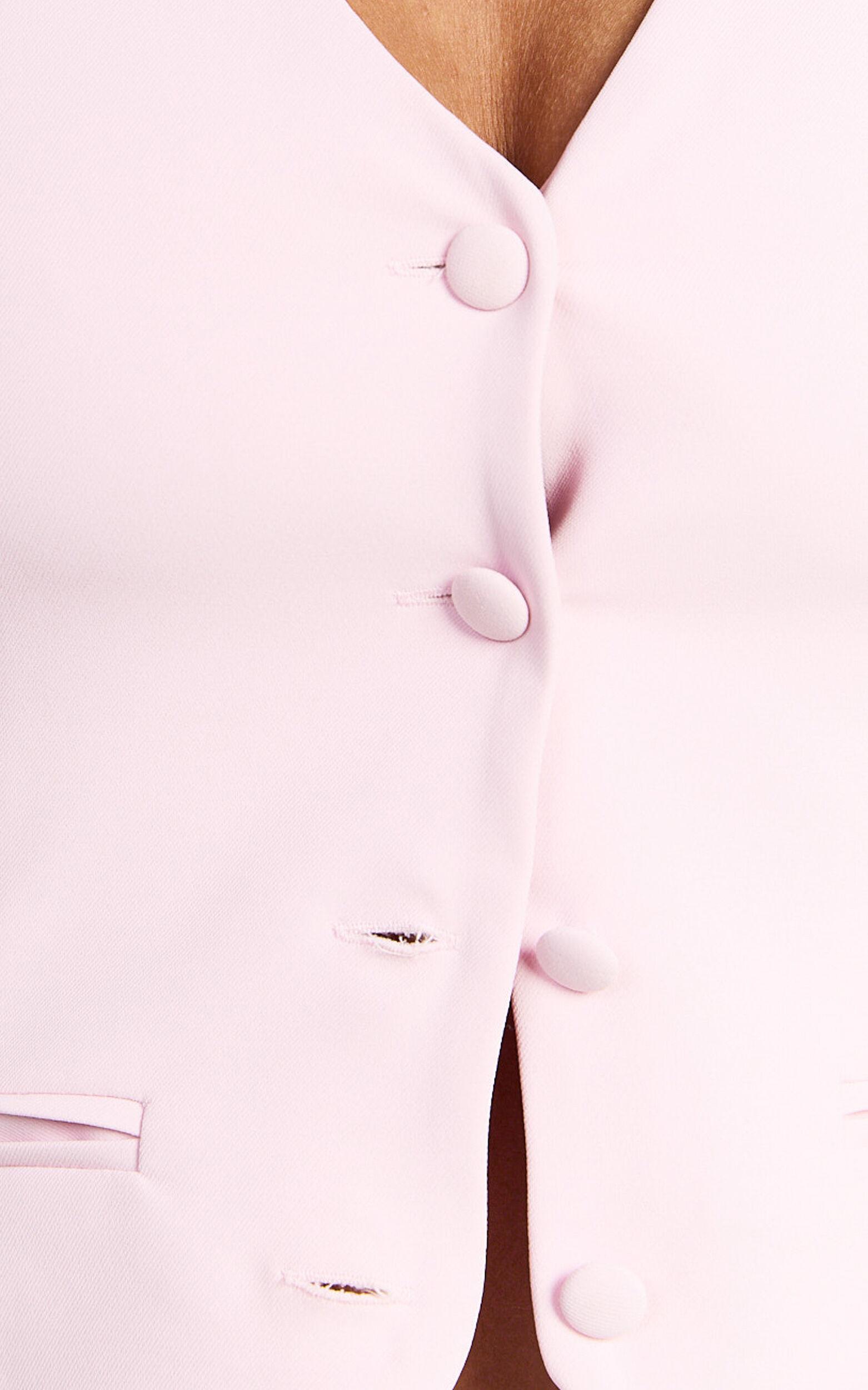 Harlee Vest - Fitted V Neck Tailored Vest Top in Pink Product Image