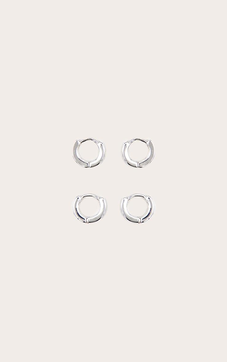 Real Silver Plated Dainty Huggie 2 Pack Hoop Earrings Product Image