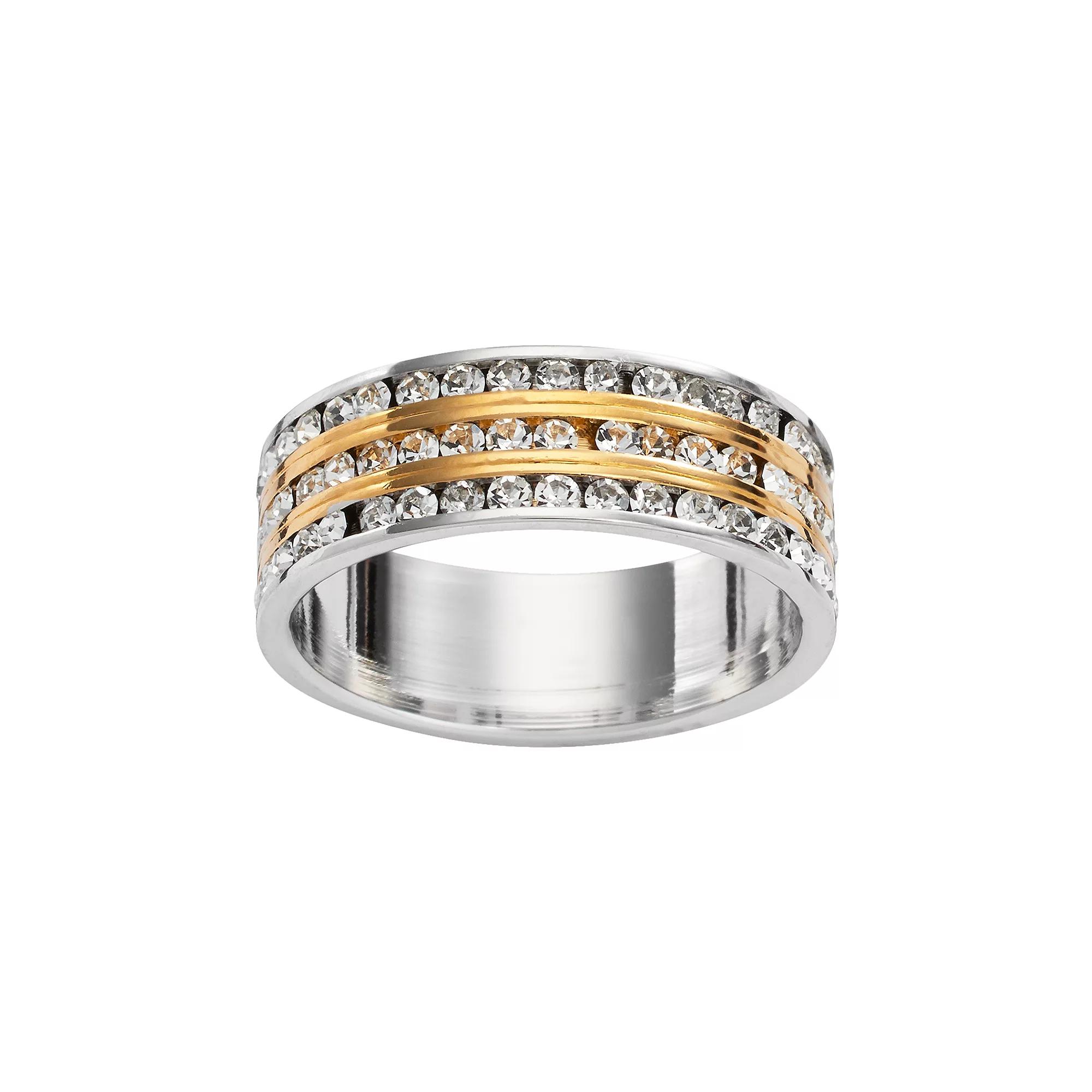 Traditions Jewelry Company 18k Gold Plate & Silver Plate Crystal Multirow Ring, Women's, Size: 7, White Product Image