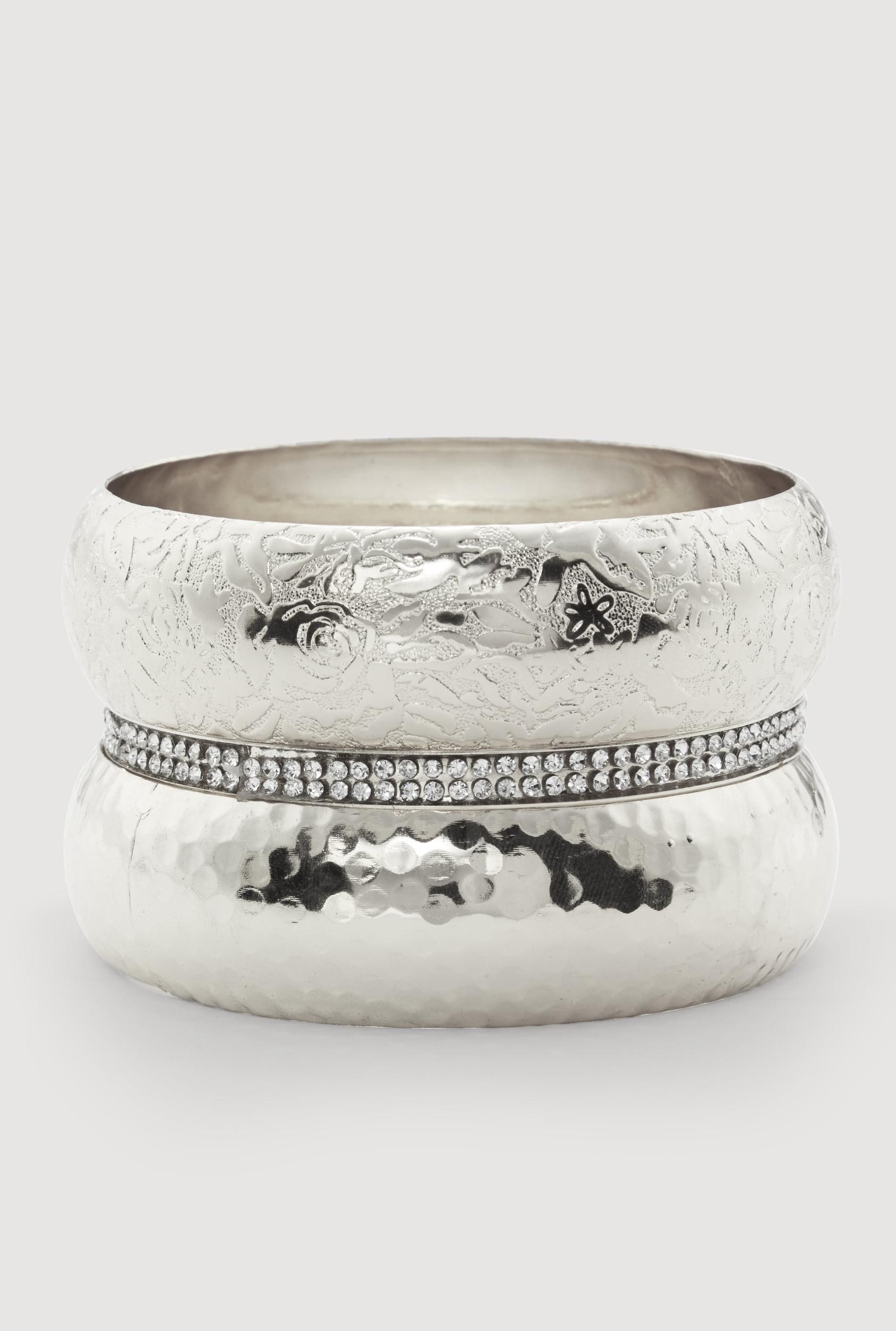 Plus Size Patterned Metallic Assorted Bangles Set of 3 Male Product Image