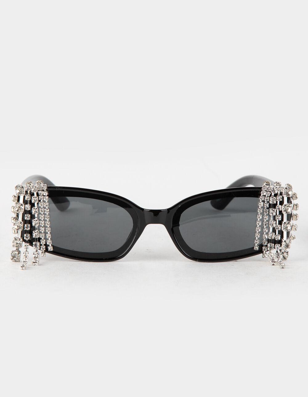 RSQ Rhinestone Drip Novelty Sunglasses - BLACK Product Image