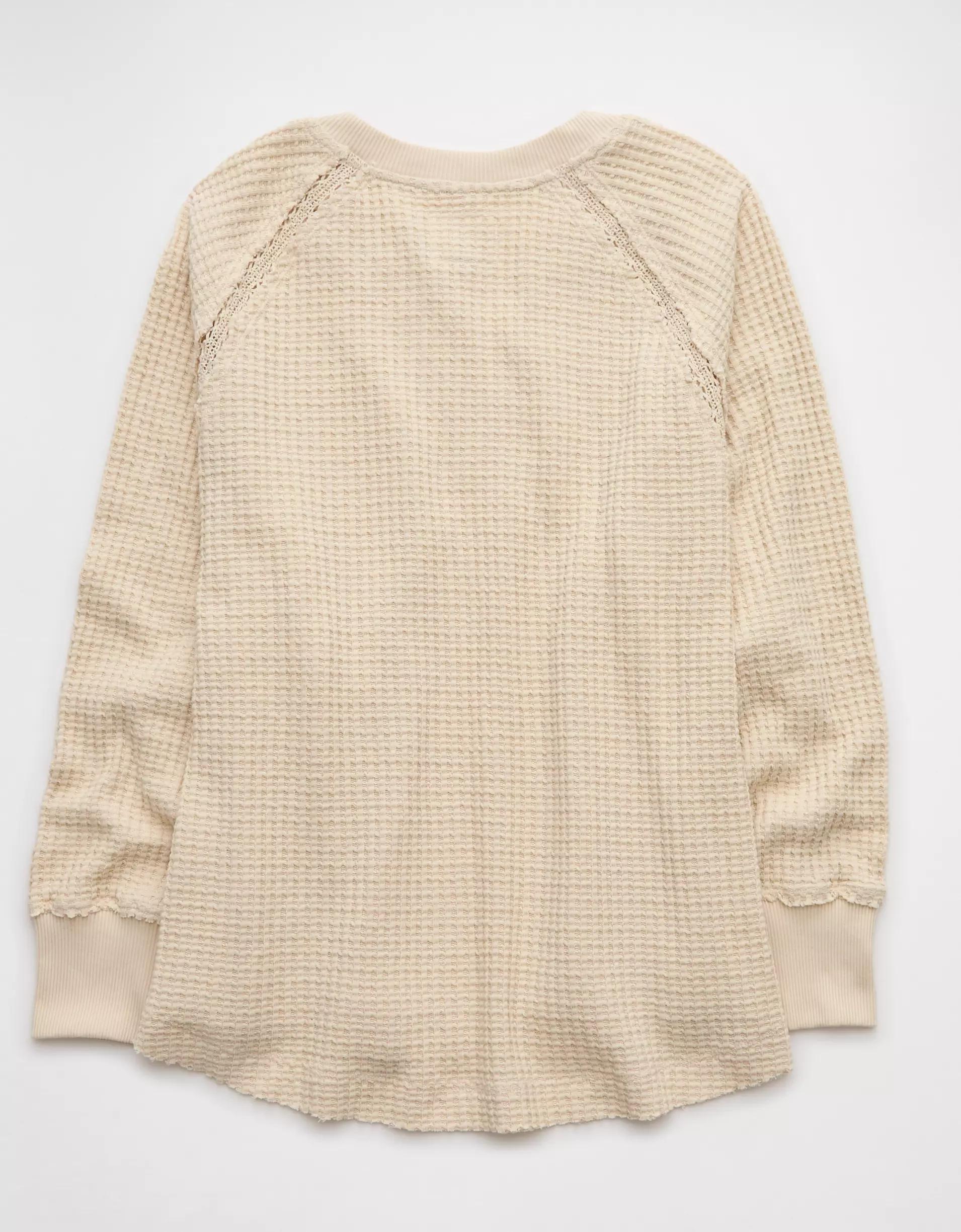 AE Big Hug Notch Neck Waffle Sweatshirt Product Image