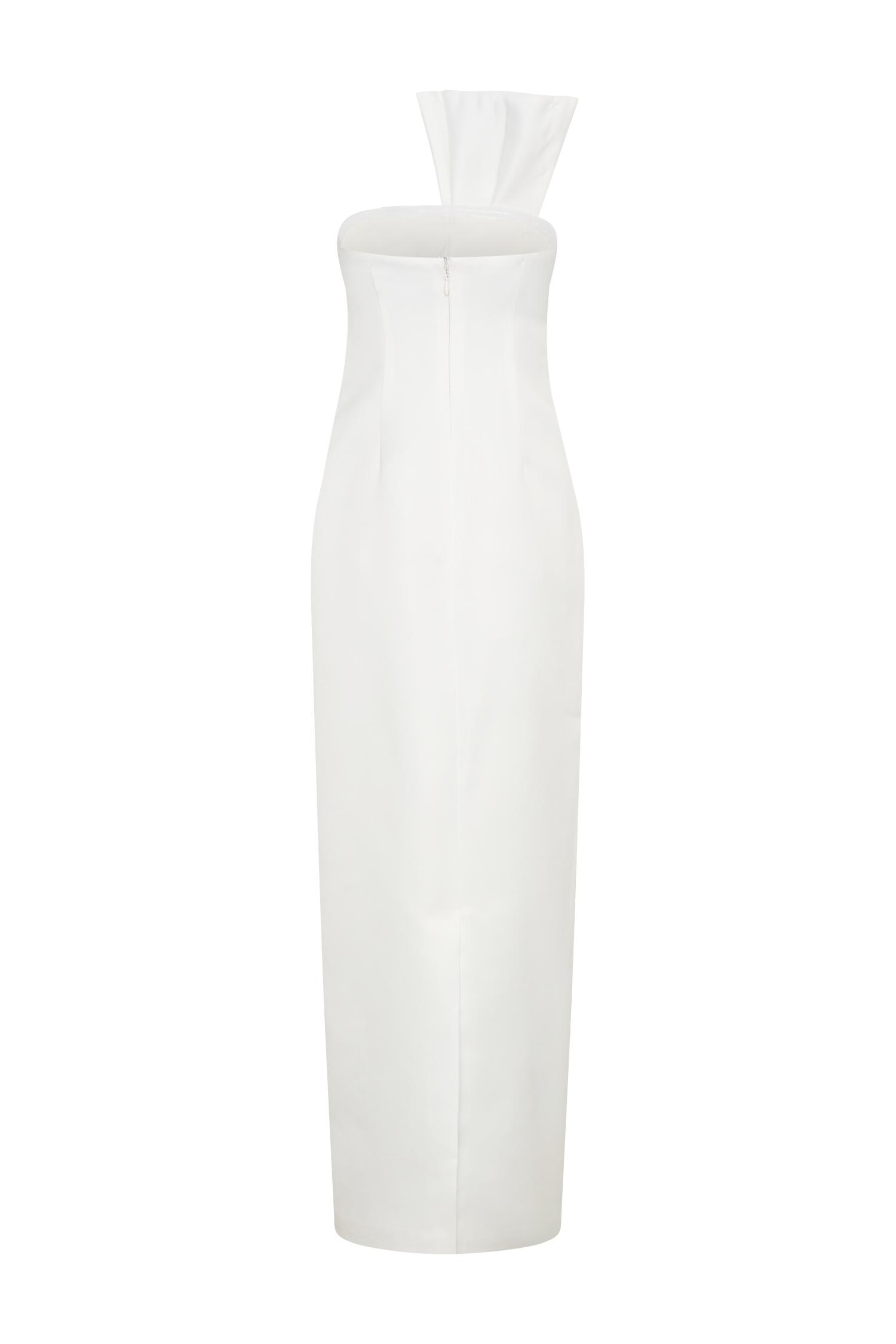 Cyrill Strapless Satin Structured Maxi Dress - White Product Image