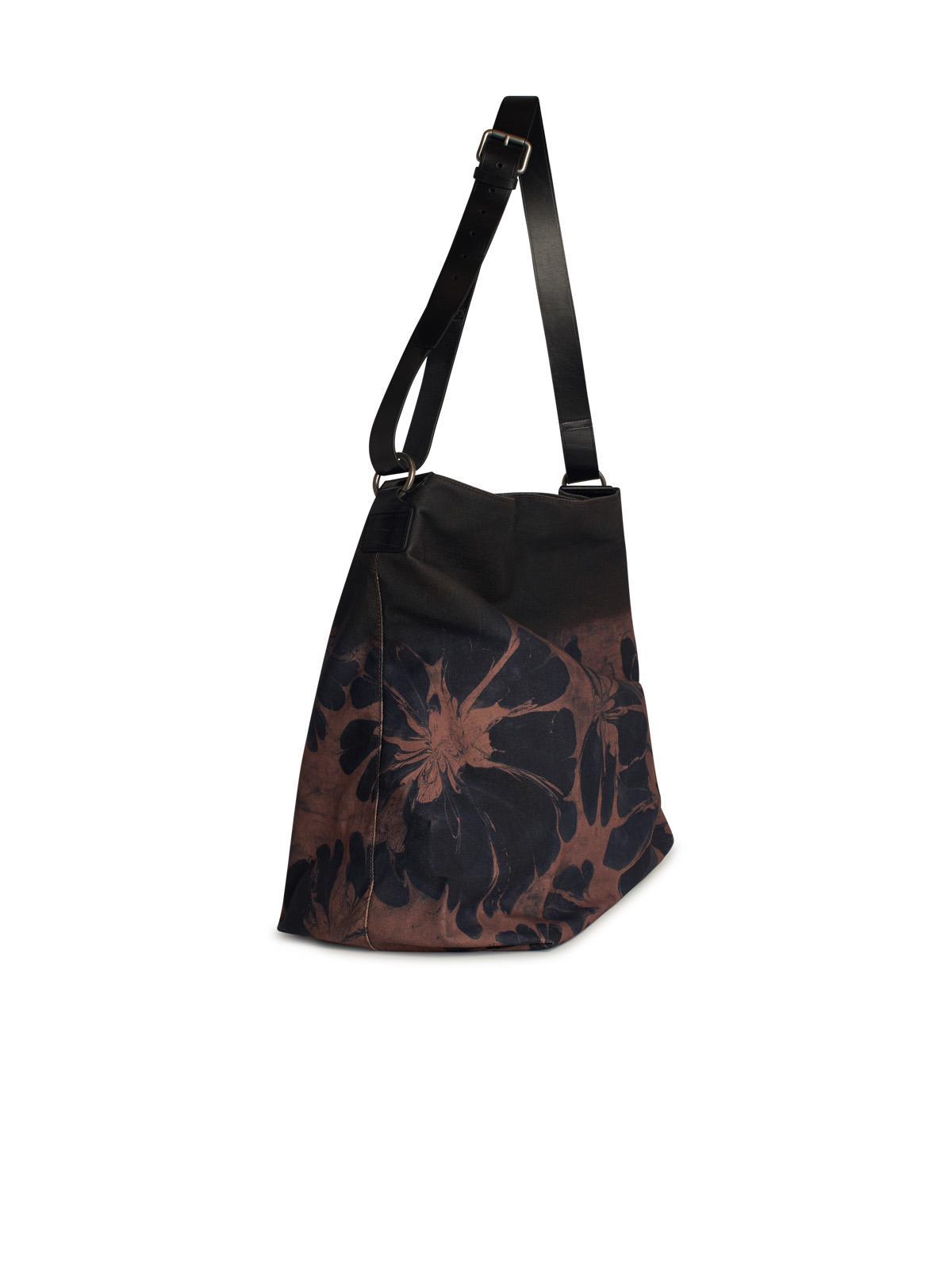 DRIES VAN NOTEN Mens Rust Floral-print Cotton Shoulder Bag Product Image