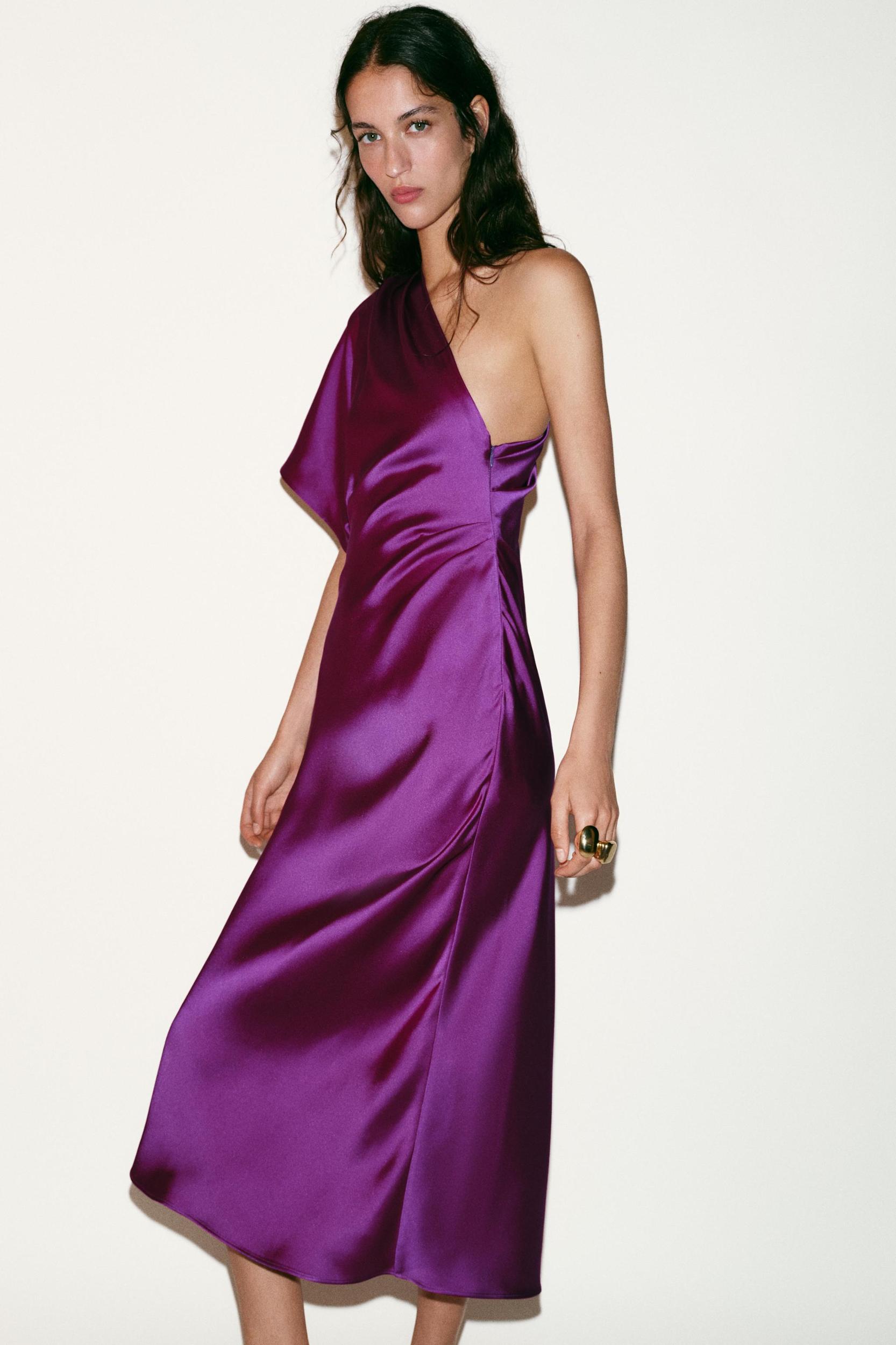 ASYMMETRIC SATIN MIDI DRESS Product Image