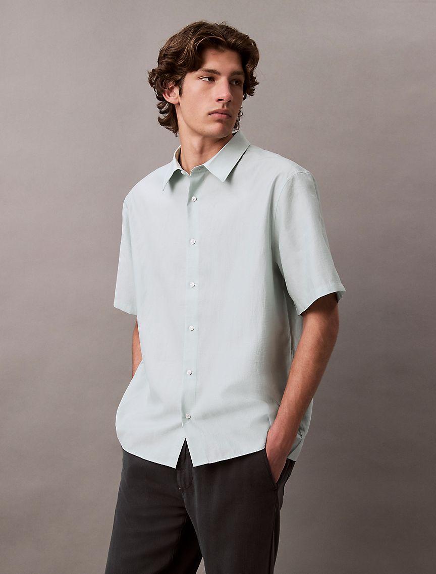 Lyocell Blend Relaxed Button-Down Shirt Product Image