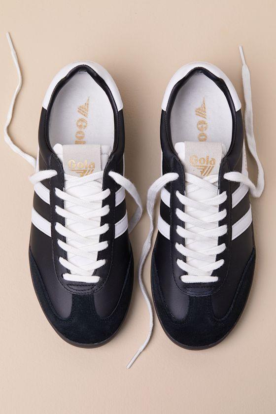 Cyclone Black and White Leather Lace-Up Sneakers Product Image