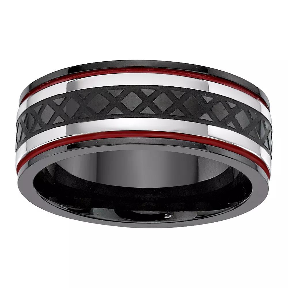 LYNX Mens Iron Plated Stainless Steel Textured Ring Product Image