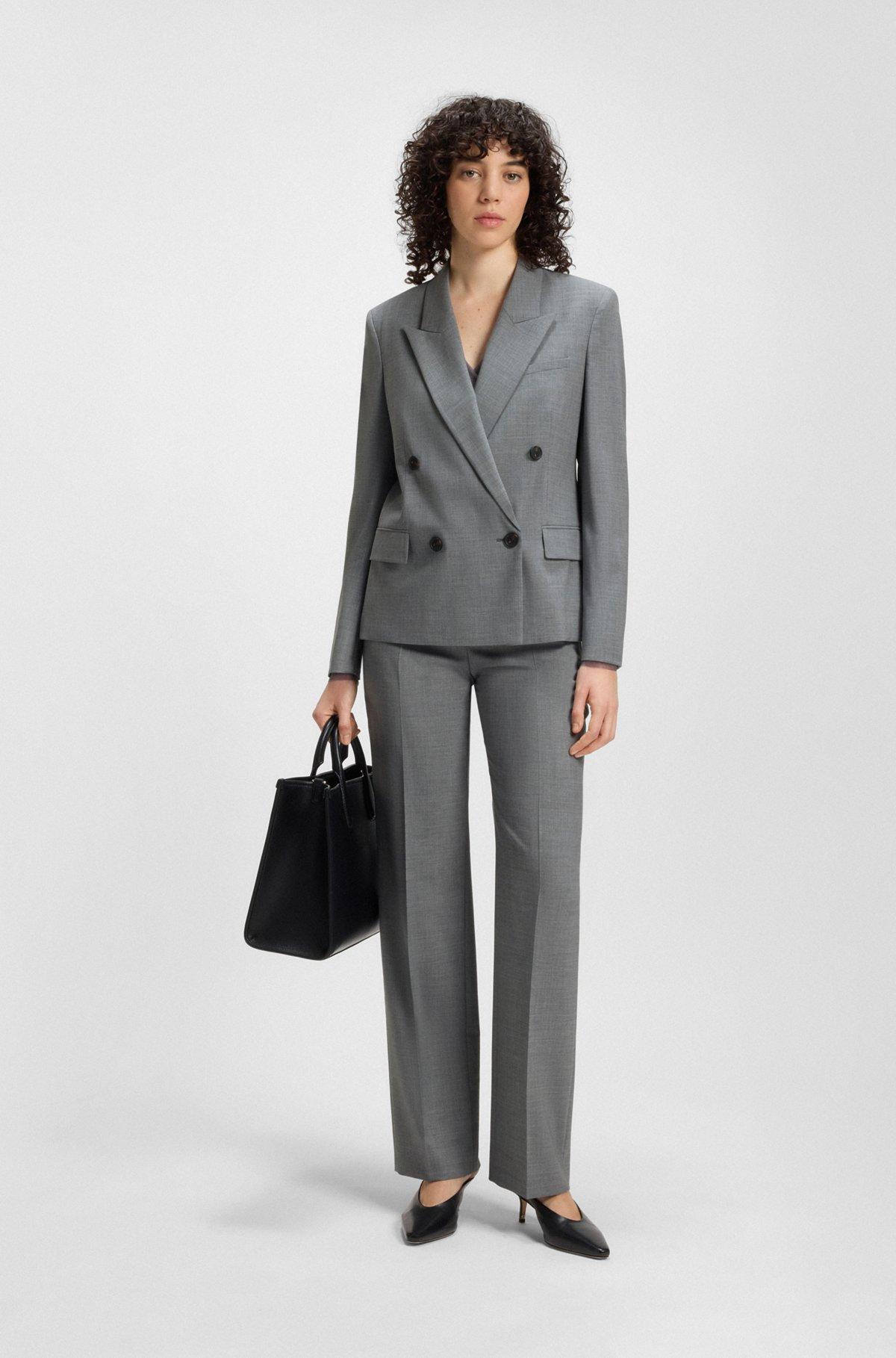 BOSS - Regular-fit blazer in melange virgin wool - Dark Grey Product Image