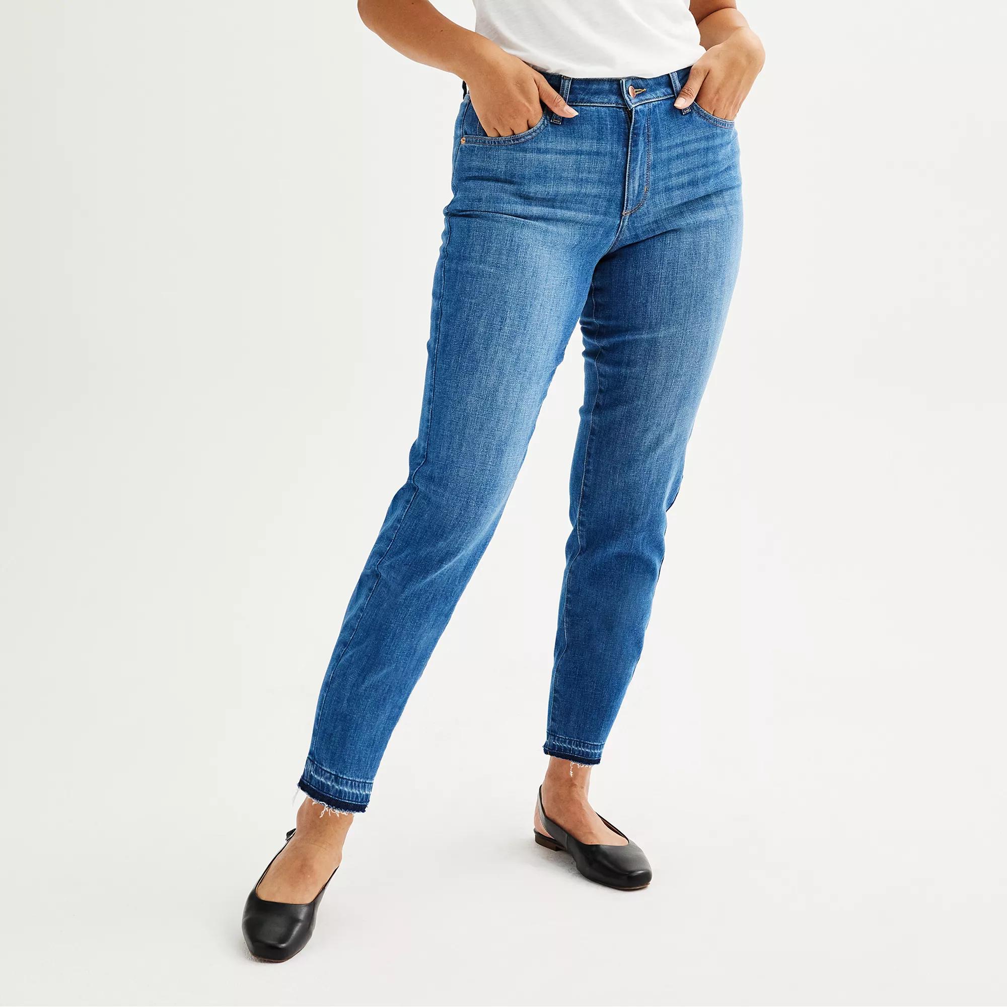 Plus Size Sonoma Goods For Life® Curvy Mid Rise Slim-Fit Ankle Jeans, Women's, Size: 18 W, Medium Blue Product Image