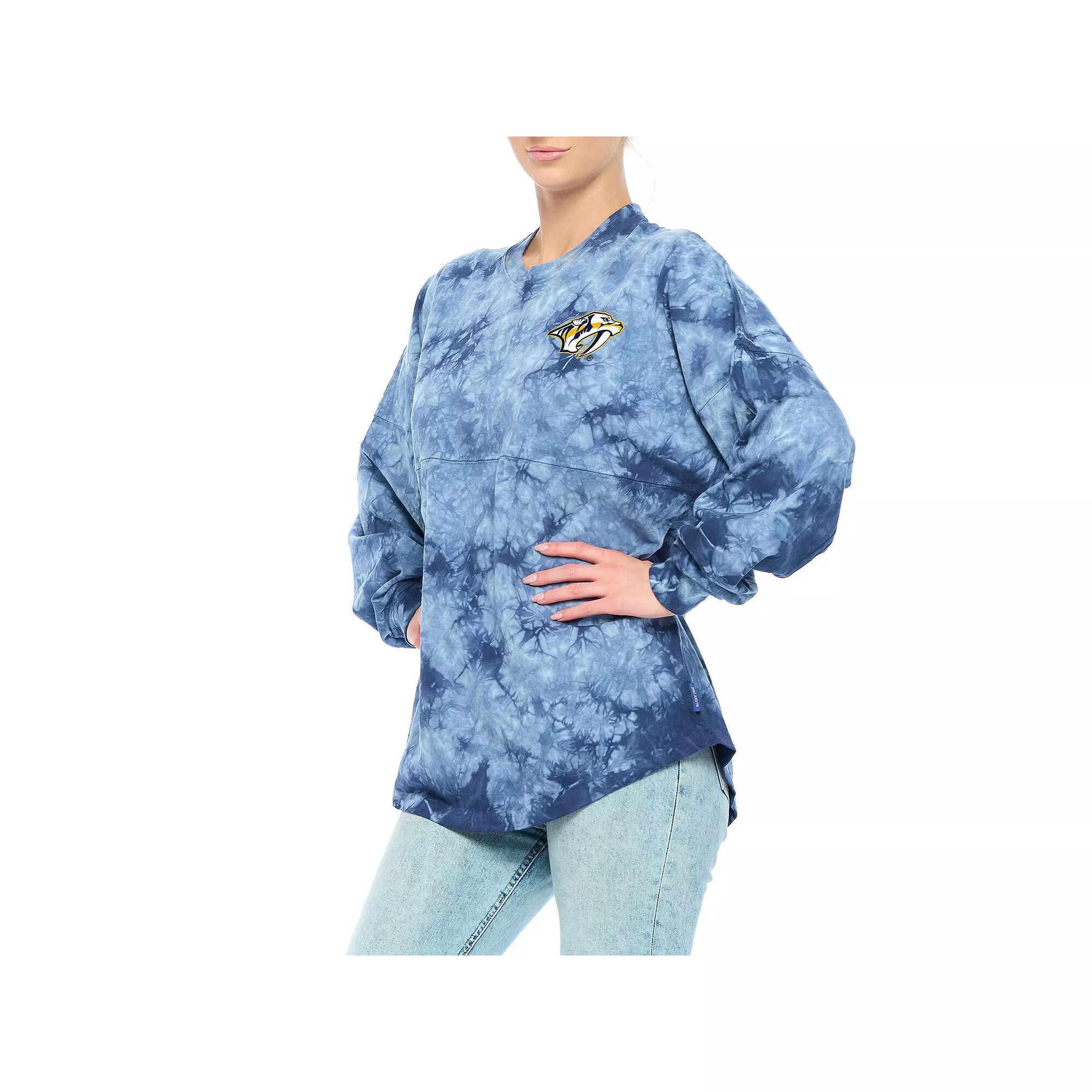 Women's Fanatics Branded Navy Nashville Predators Crystal-Dye Long Sleeve T-Shirt,  Product Image