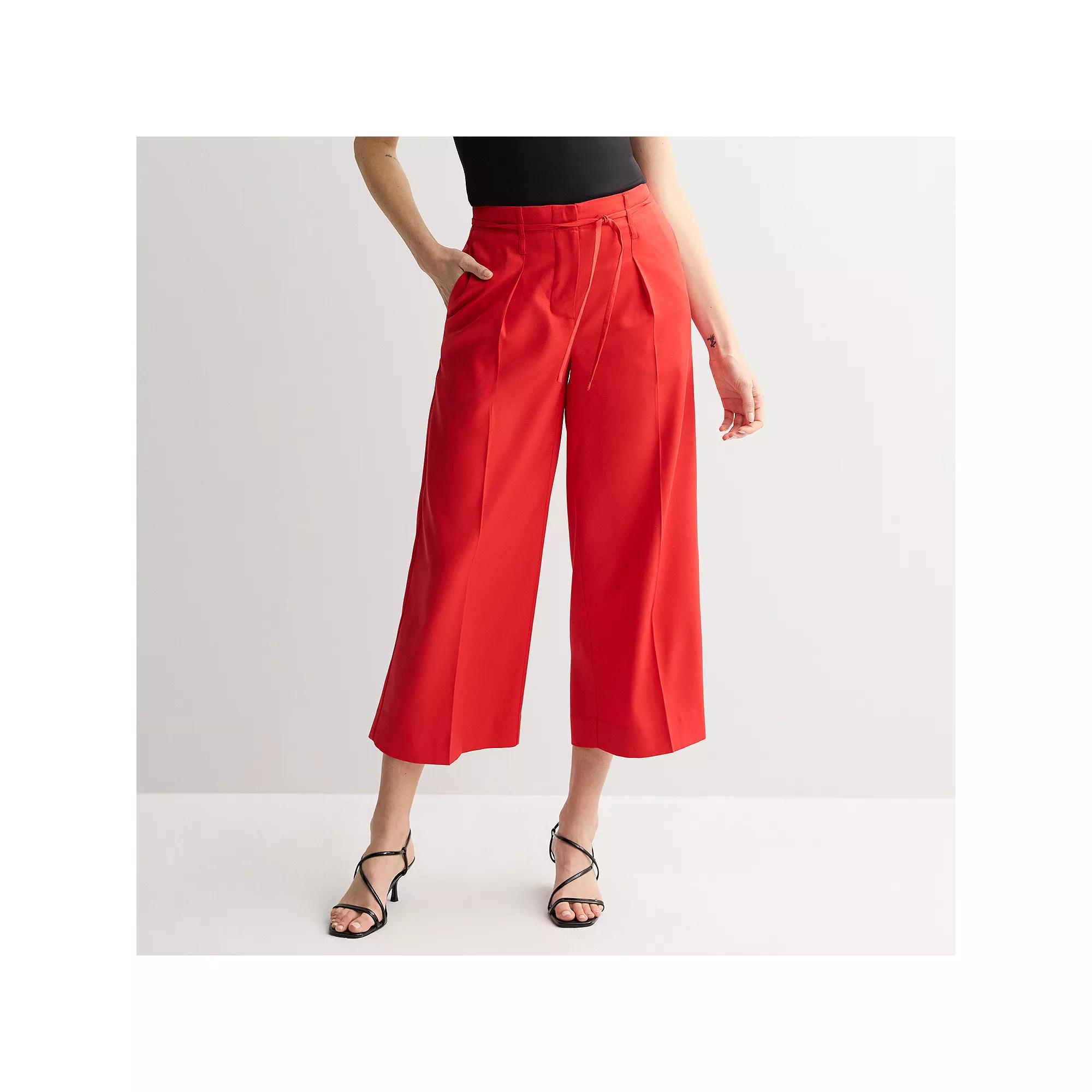 Women's Nine West Tie Waist Wide Crop Pants, Size: 6, Mineral Black Product Image