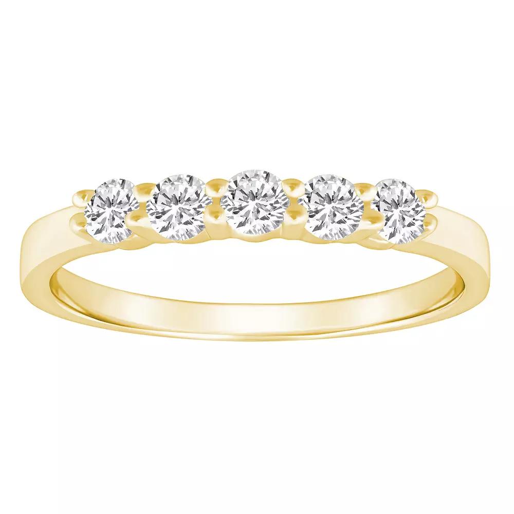 Alyson Layne 14k Gold 1/2 Carat T.W. Diamond 5-Stone Wedding Band, Womens Yellow Product Image