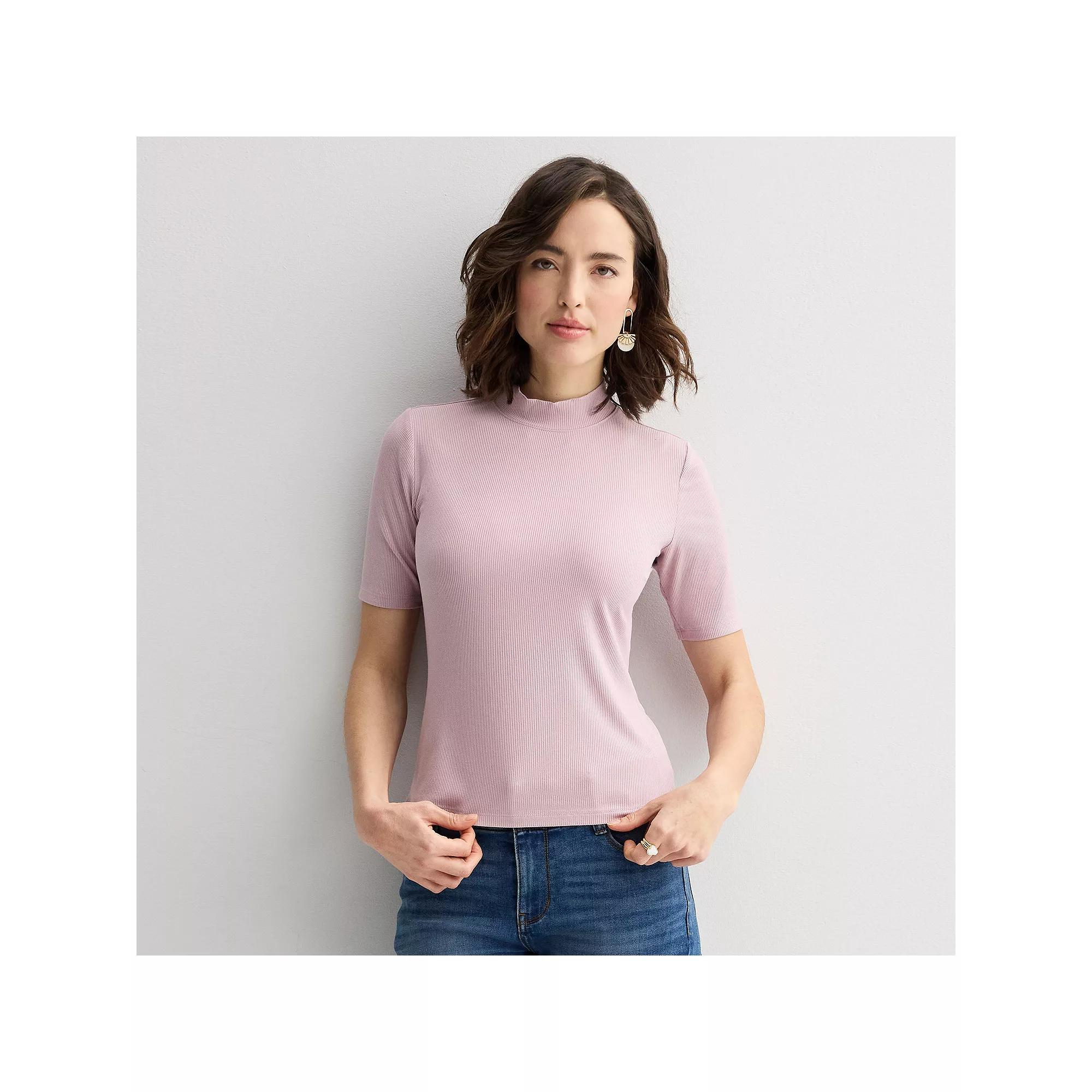 Women's Nine West Fitted Elbow Sleeve Mockneck T-Shirt,  Product Image
