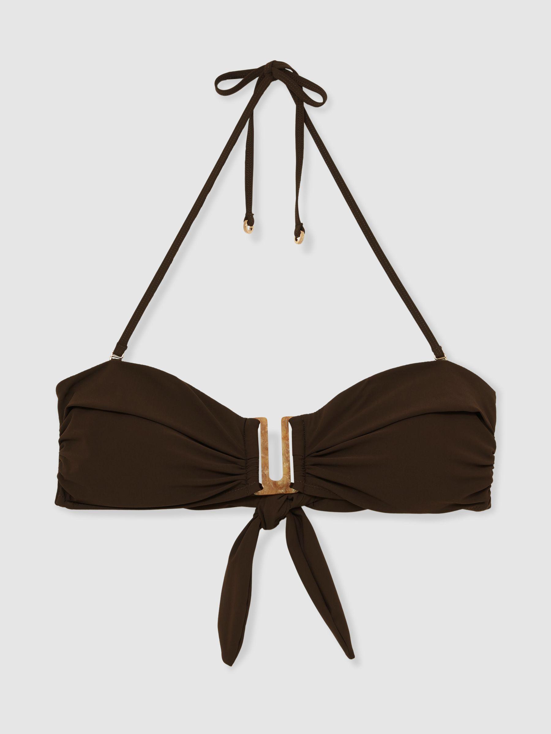 Removable Strap Bandeau Bikini Top in Chocolate Product Image