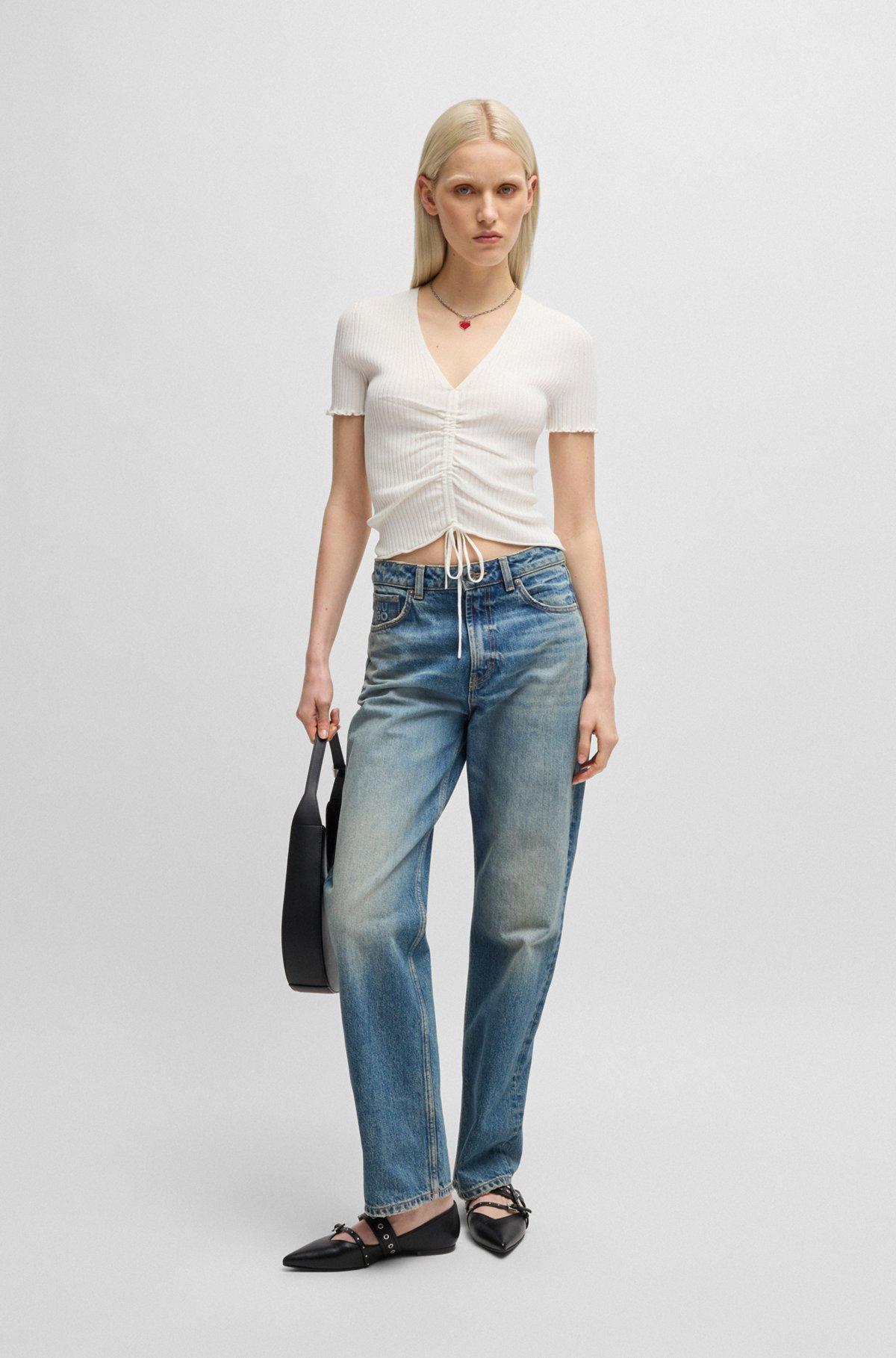 V-neck top with gathered front Product Image