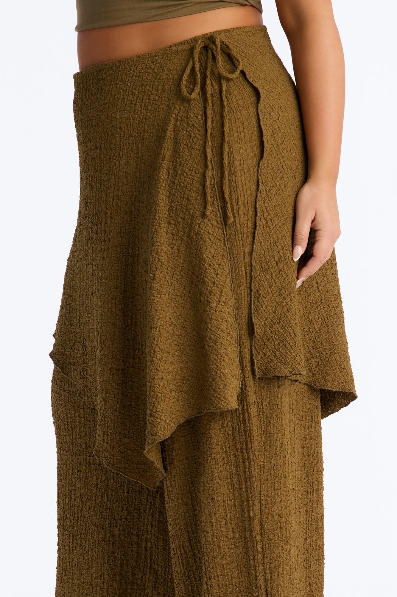 Wrap It Up Skirt Wide Leg Pant 33″ - Olive Female Product Image