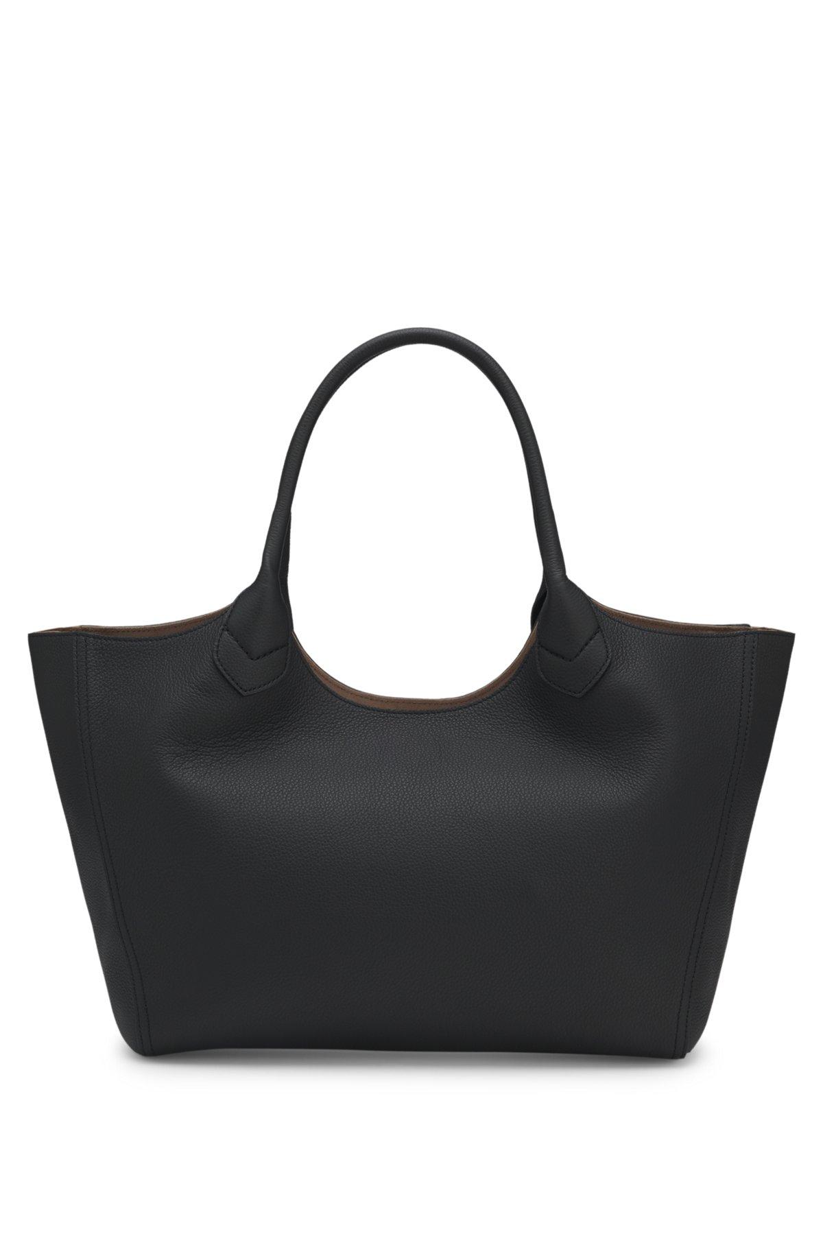 BOSS - Tote bag in grained leather with logo lettering - Black Product Image