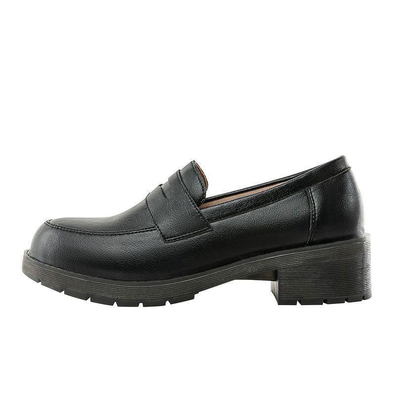 Faux Leather Plain Loafers Product Image