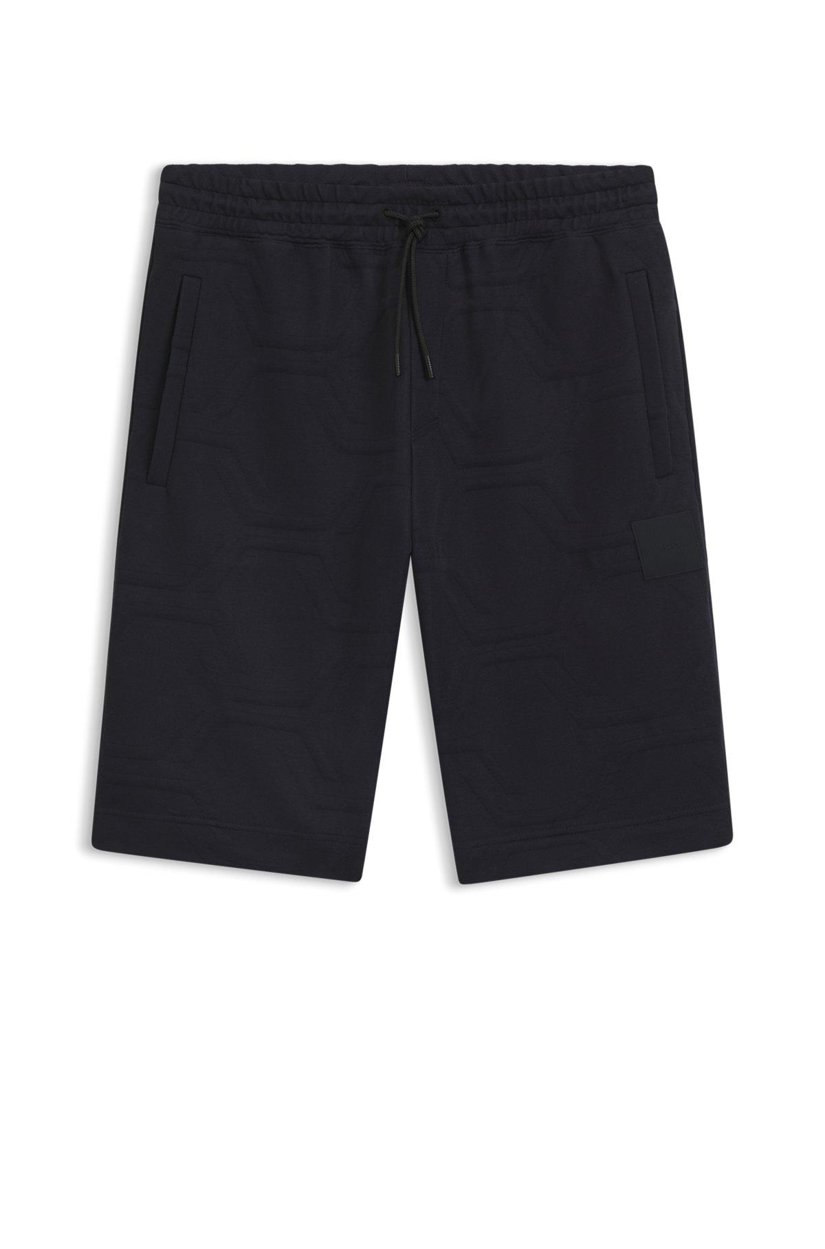 BOSS - Relaxed-fit shorts with hexagonal quilting - Dark Blue Product Image